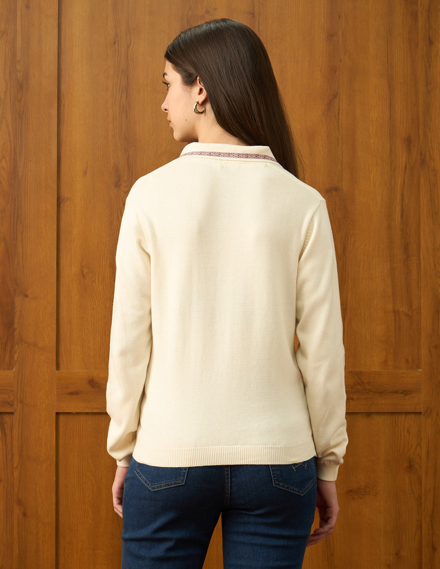Regular Fit Solid Sweater White - U.S. Polo Assn. India | Large