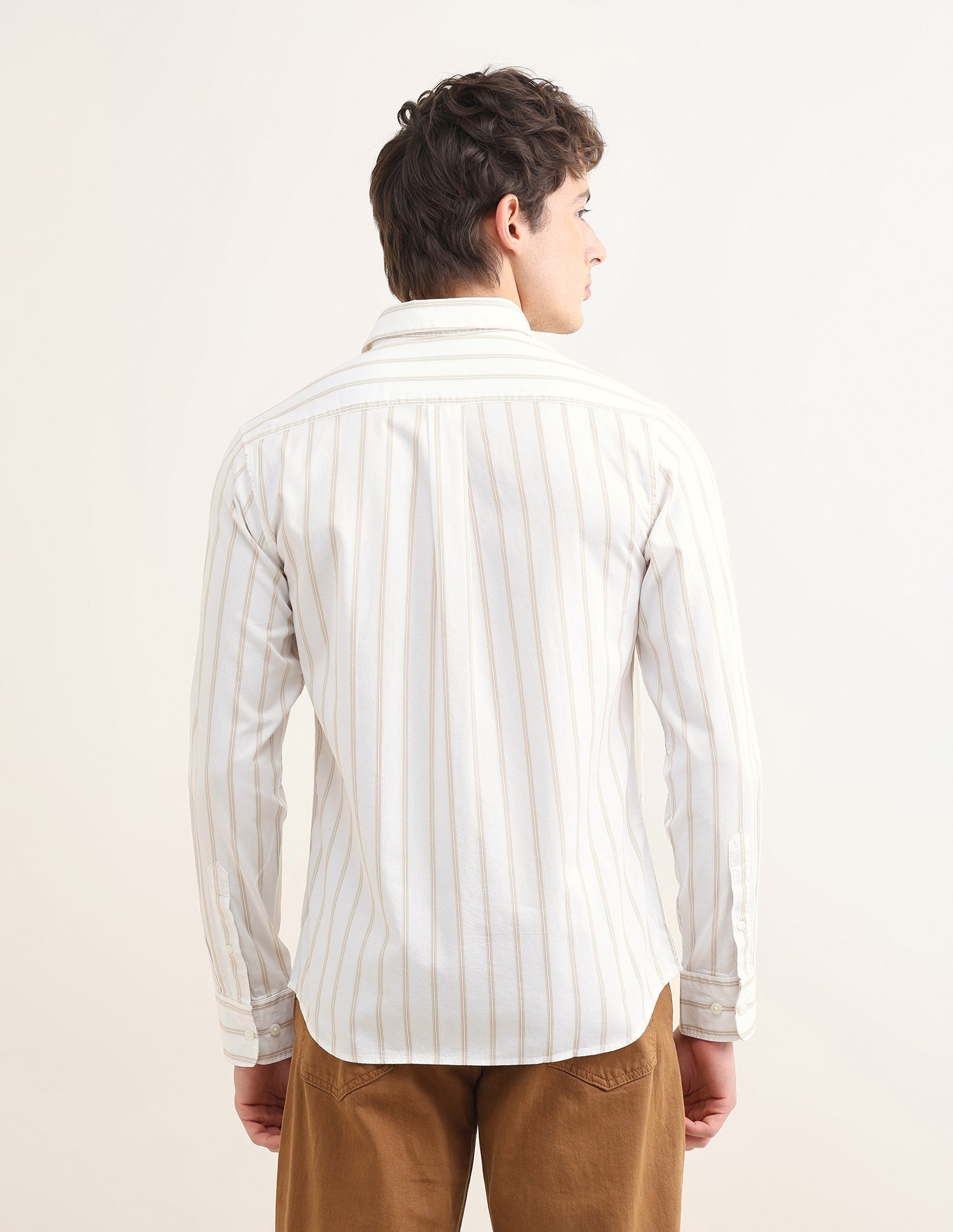 Sotogrande Vertical Striped Shirt Beige - U.S. Polo Assn. India | Large