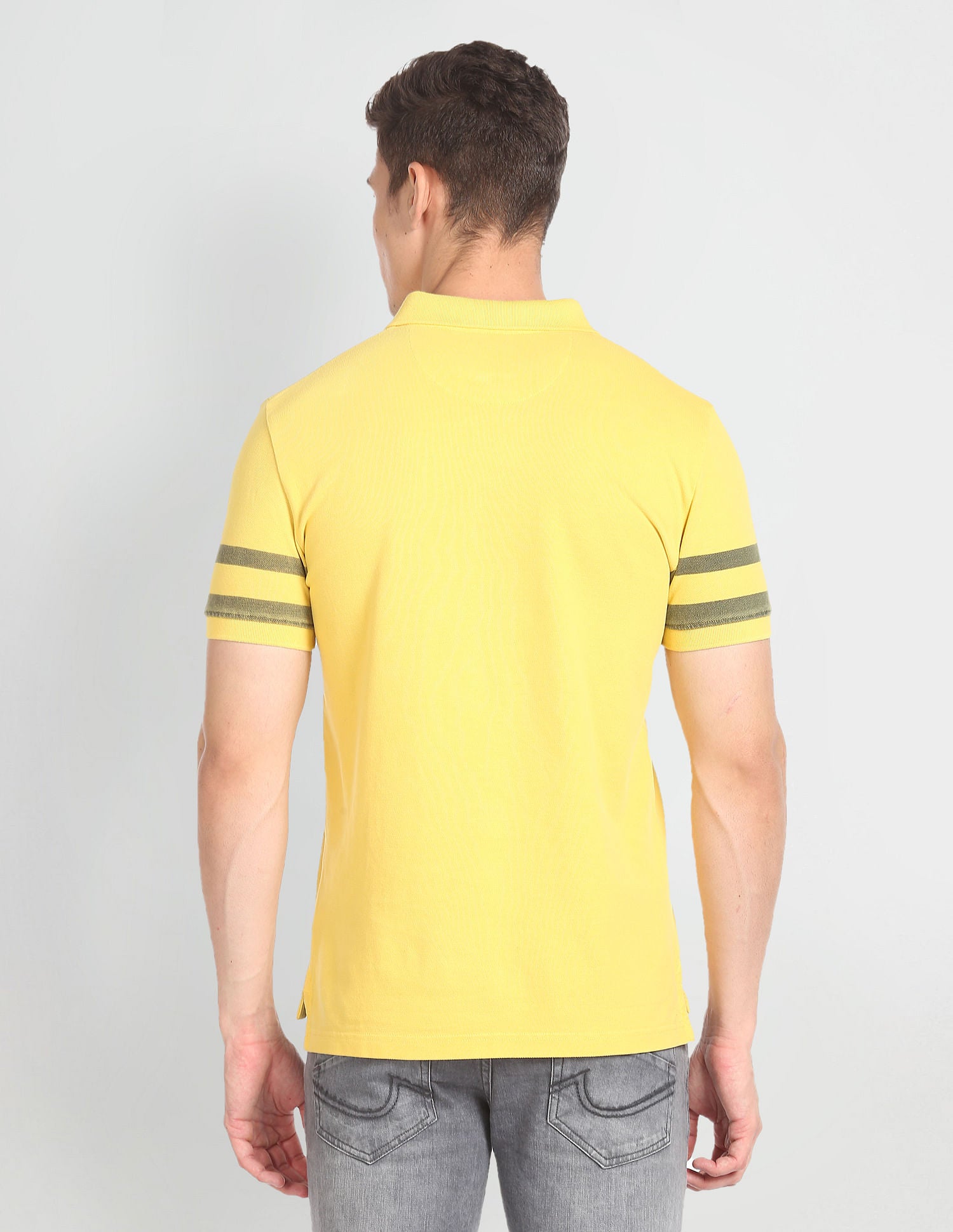 Horizontal Stripe Slim Fit Polo Shirt Mustard - U.S. POLO ASSN. | Large