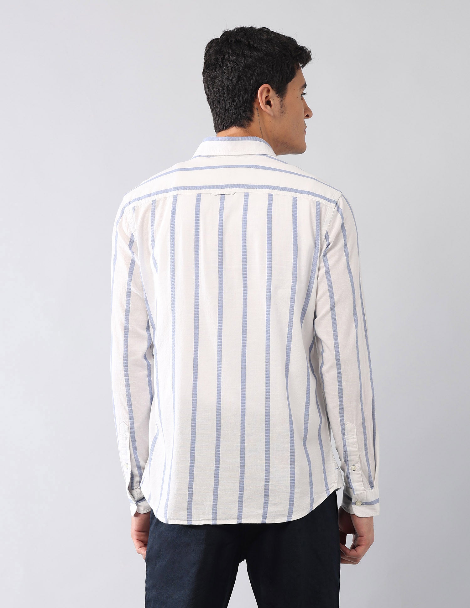 Vertical Striped Dobby Regular Fit Shirt Ivory - U.S. Polo Assn. India | Large
