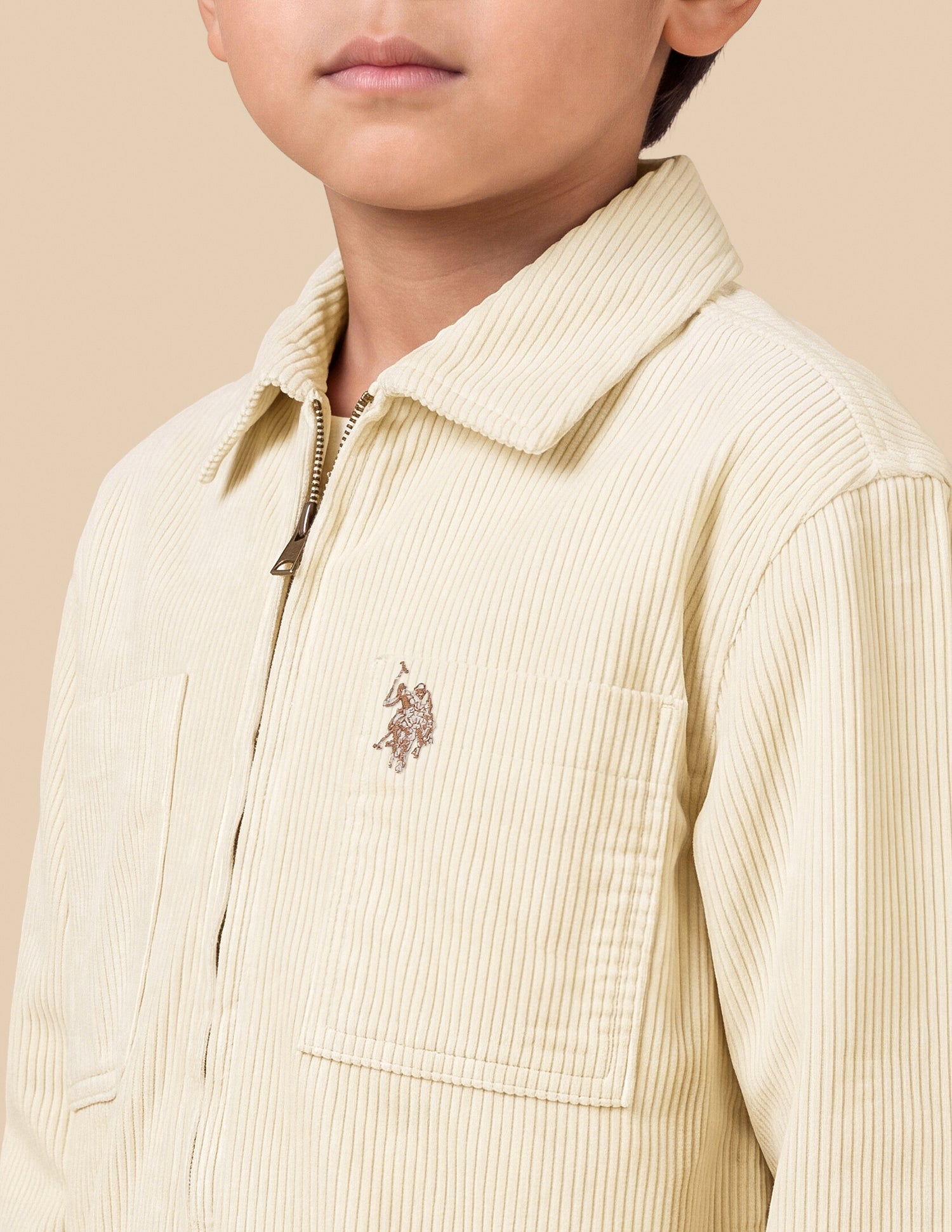 Boxy Fit Corduroy Shirt Ivory - U.S. Polo Assn. India | Large
