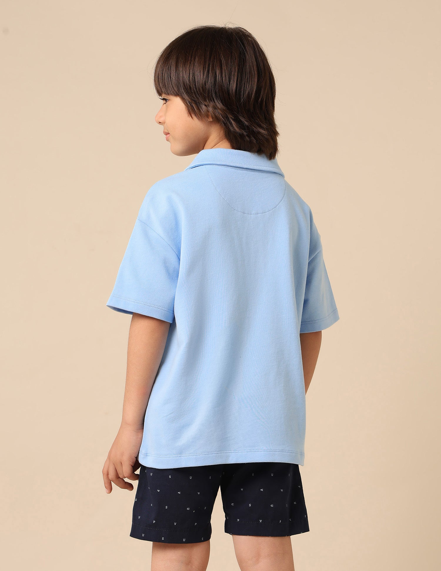 Boys Graphic Printed Boxy Fit Polo Shirt Light Blue - U.S. POLO ASSN. | Large