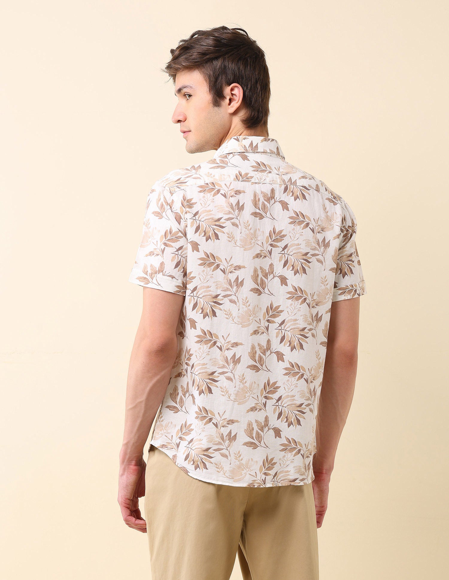Floral Printed Tailored Fit Ctm Shirt Beige - U.S. Polo Assn. India | Large