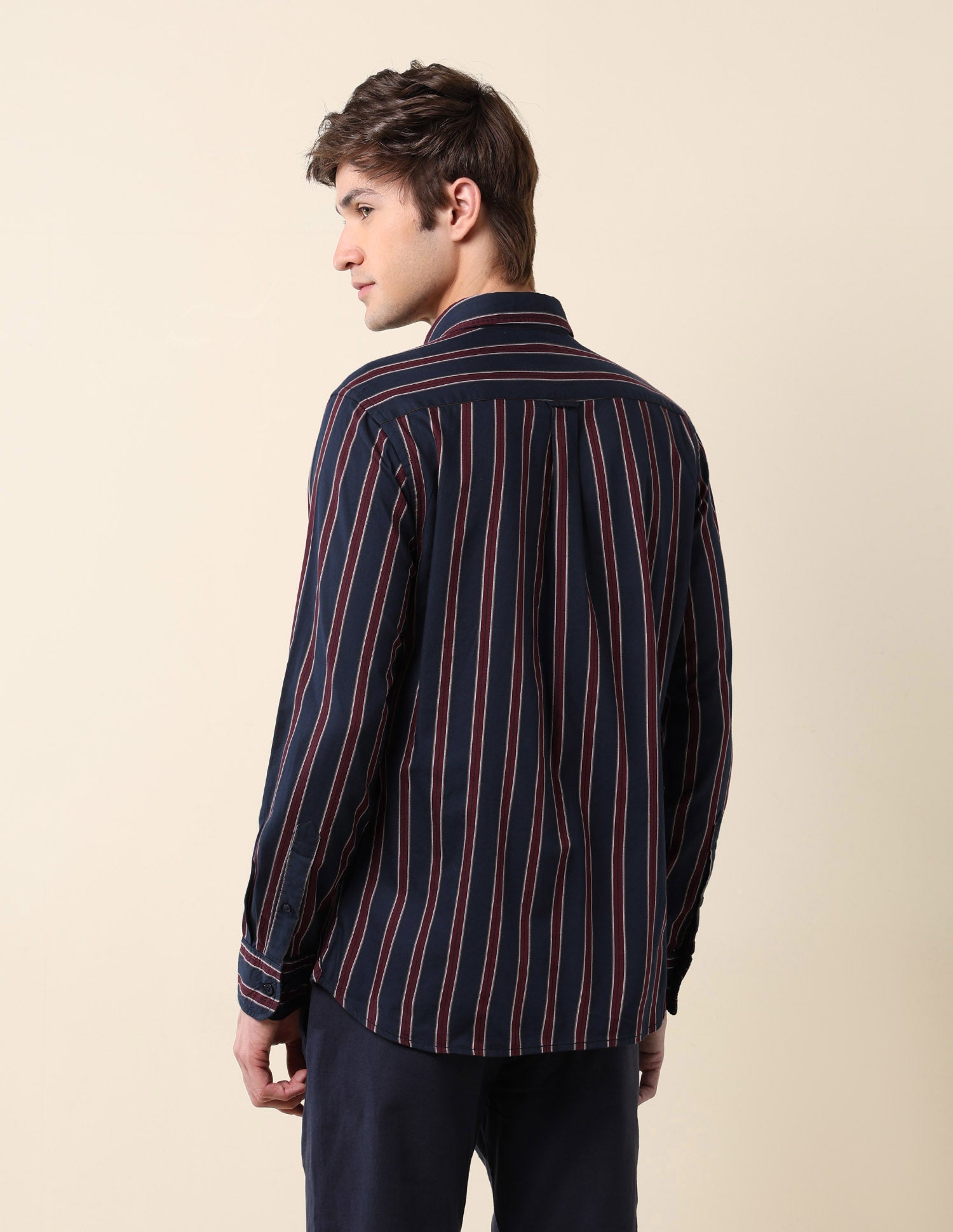 Vertical Striped Pure Cotton Shirt Navy - U.S. Polo Assn. India | Large