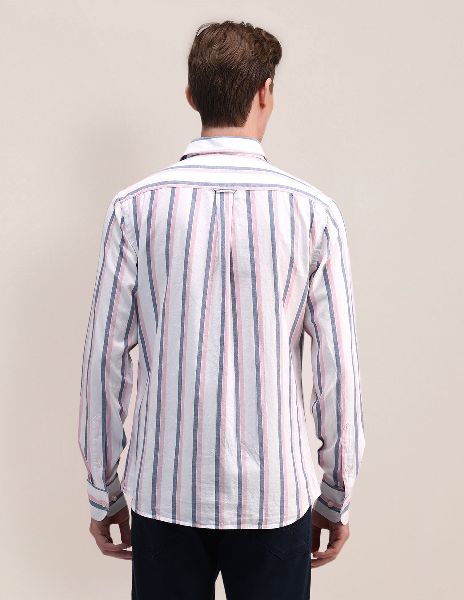 Regular Dobby Vertical Striped Shirt White - U.S. POLO ASSN. | Large