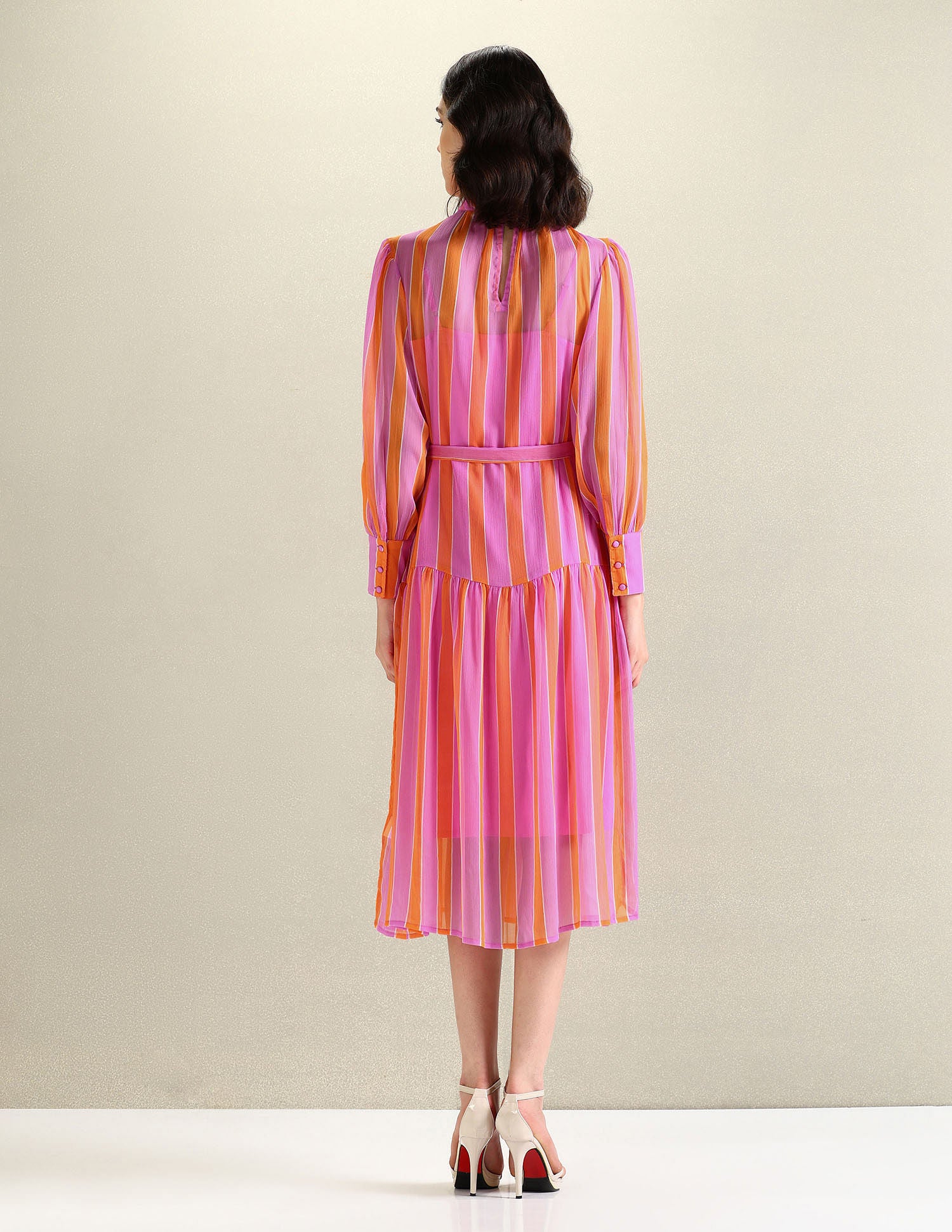 High Neck Vertical Stripe Dress Purple and orange - U.S. POLO ASSN. | Large