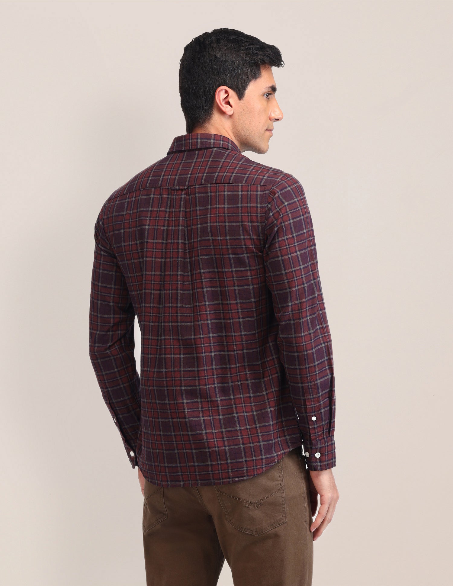 Plaid Checked Twill Shirt Maroon - U.S. Polo Assn. India | Large