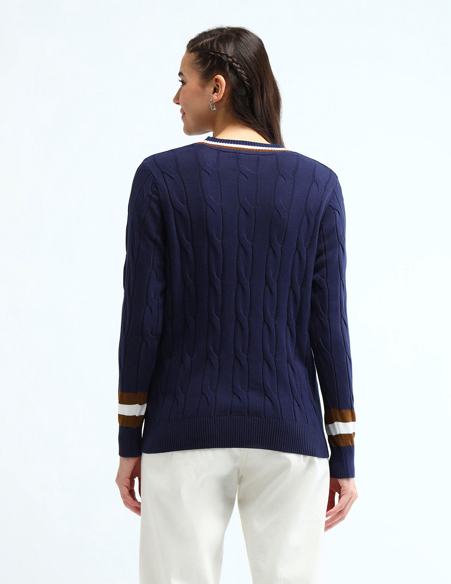 Regular Fit Cable Knit Sweater Navy - U.S. POLO ASSN. | Large