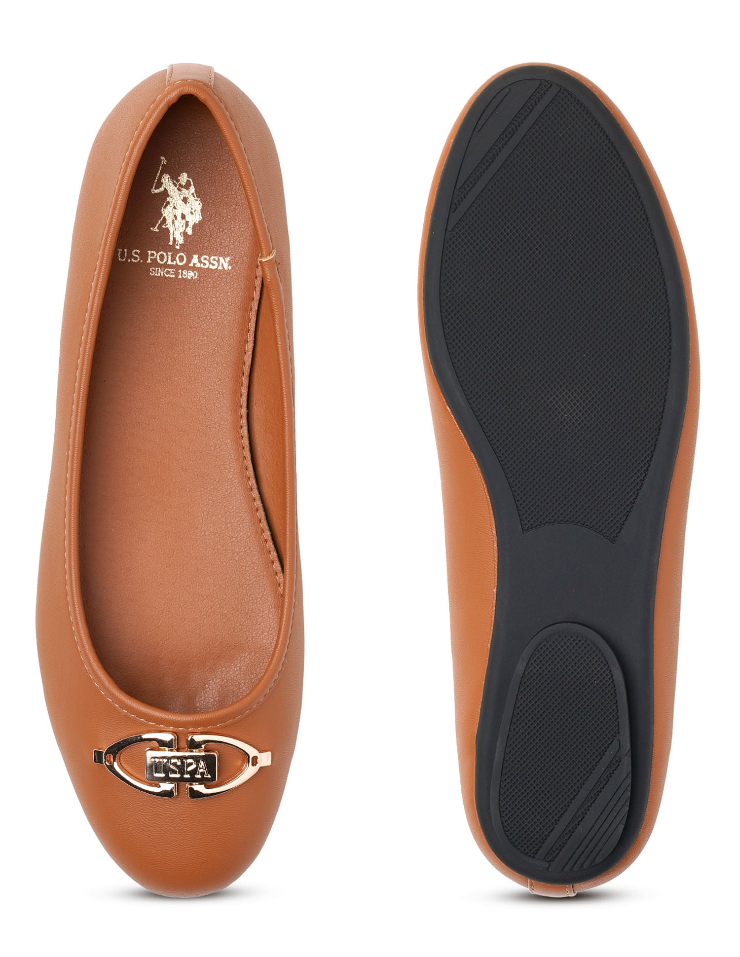 Round Toe Solid Mia Ballerinas Tan - U.S. POLO ASSN. | Large