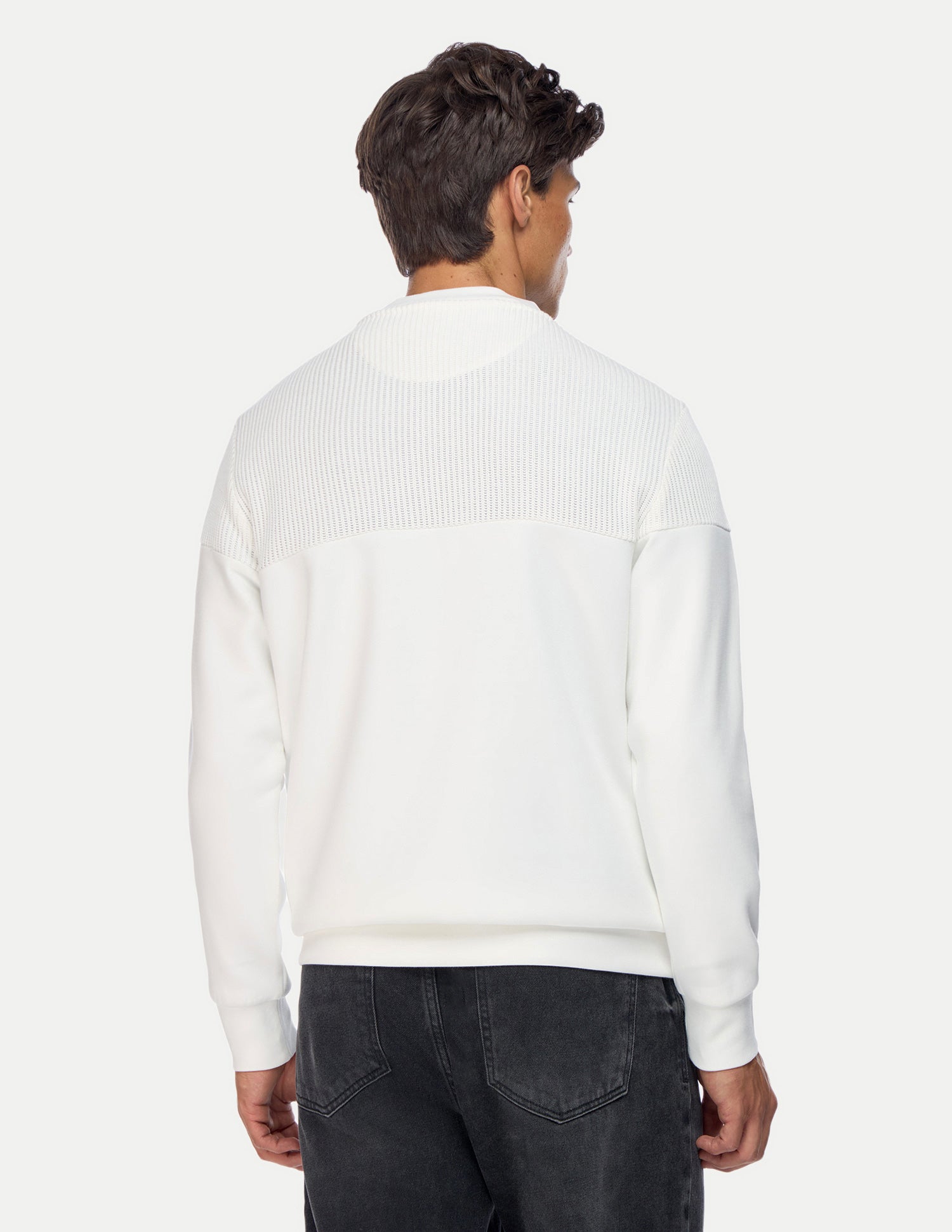 Patterned Knit Regular Fit Sweatshirt Ivory - U.S. Polo Assn. India | Large