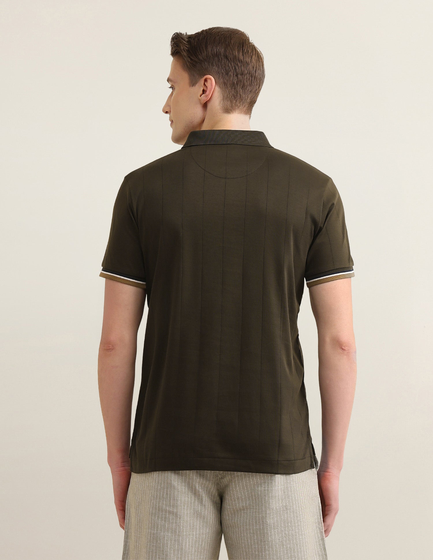 Self Design Vertical Striped Sotogrande Polo Shirt Olive - U.S. Polo Assn. India | Large