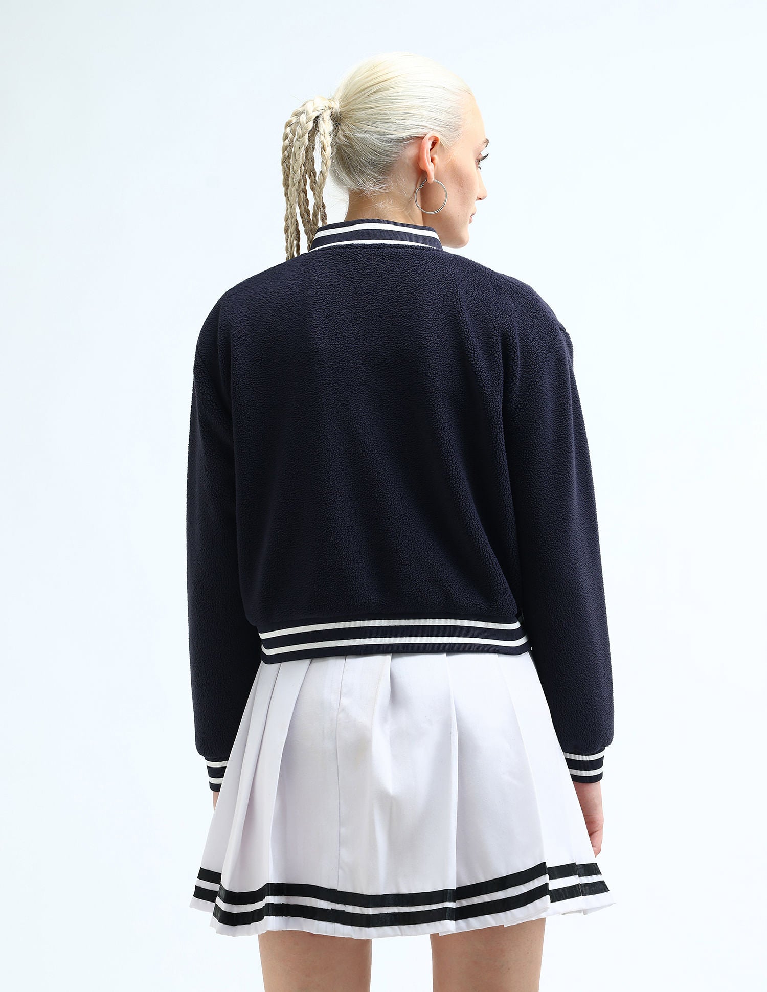 Solid Faux Fur Varsity Jacket Navy - U.S. POLO ASSN. | Large