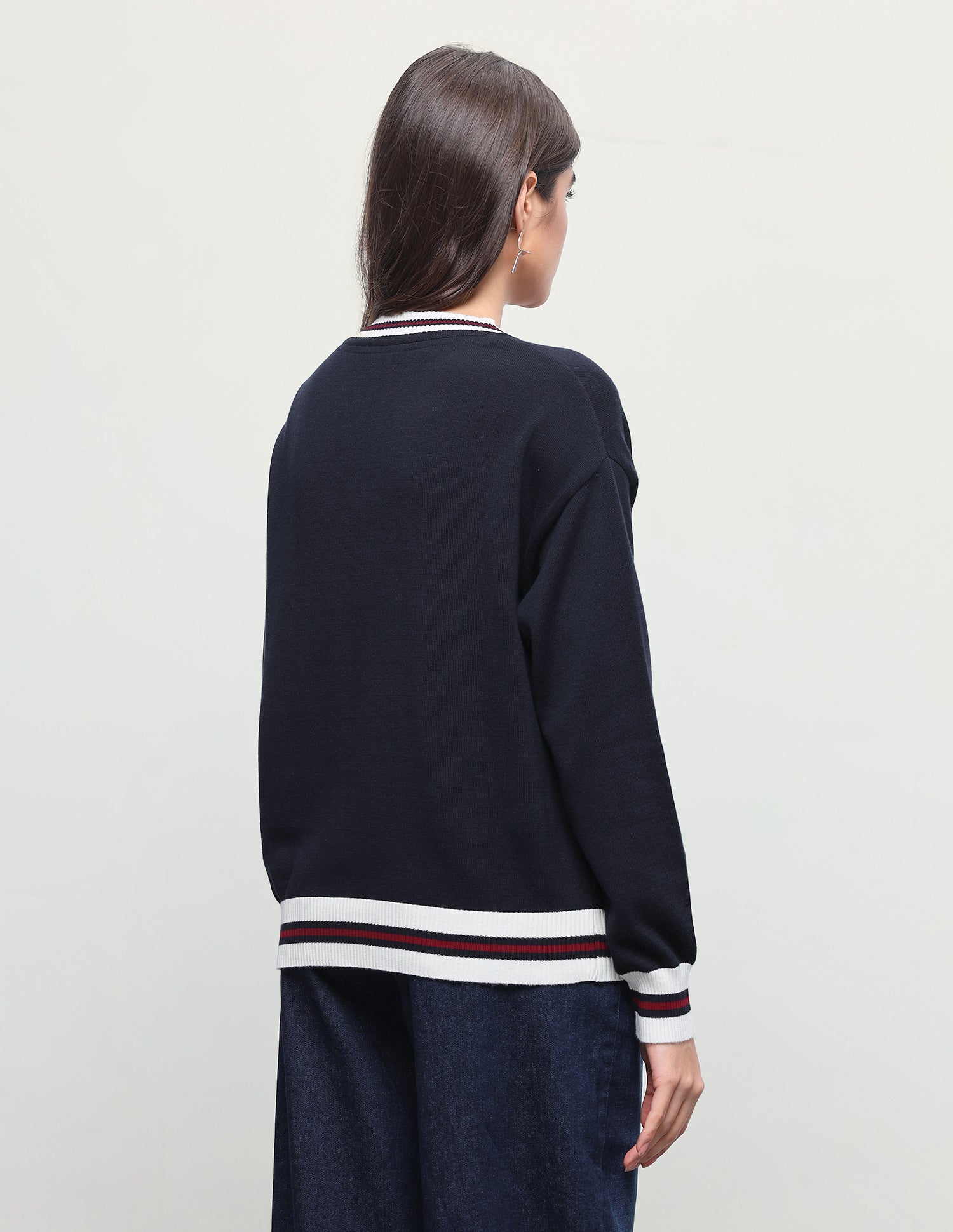 Solid Regular Fit Sweater Navy - U.S. Polo Assn. India | Large