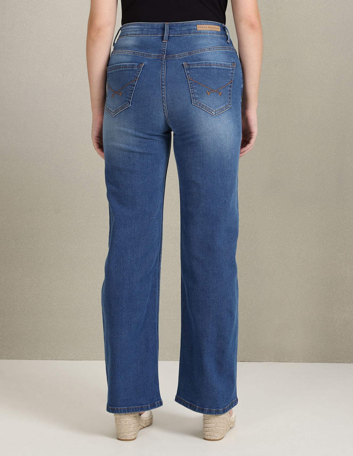 Wide Leg Stone Wash Jeans Blue - U.S. POLO ASSN. | Large