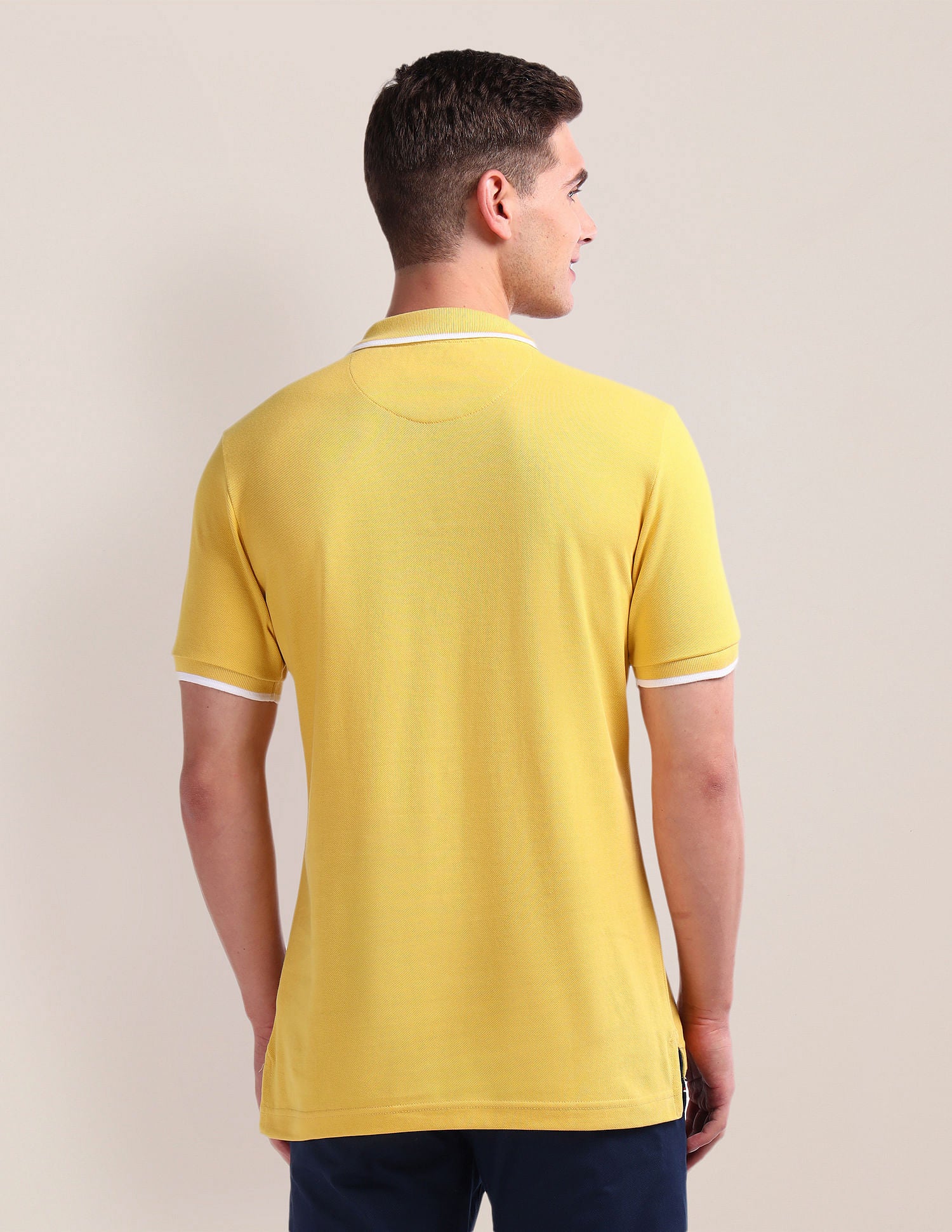 Slim Fit Solid Polo Shirt Yellow - U.S. Polo Assn. India | Large