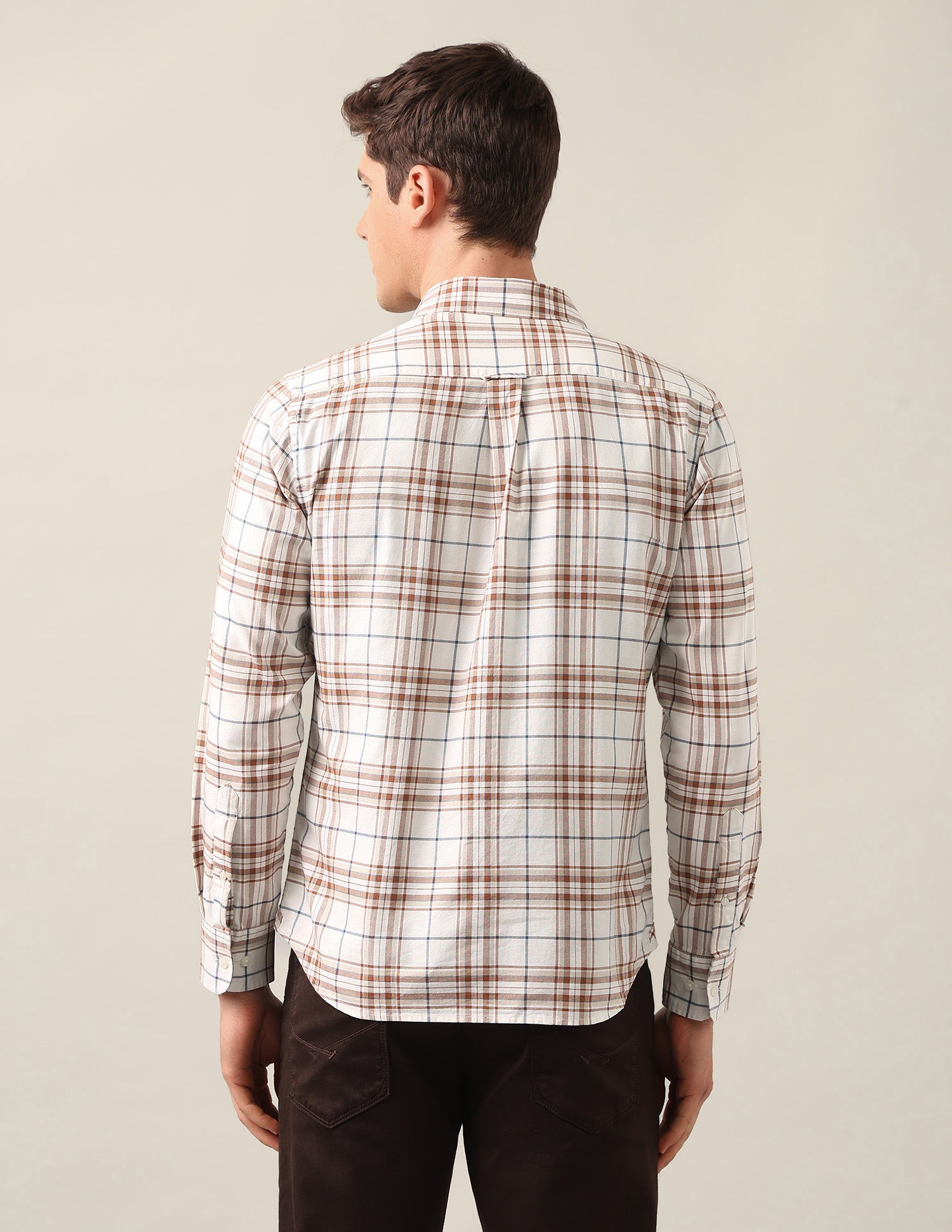 Tailored Fit Tartan Checked Shirt Beige - U.S. Polo Assn. India | Large