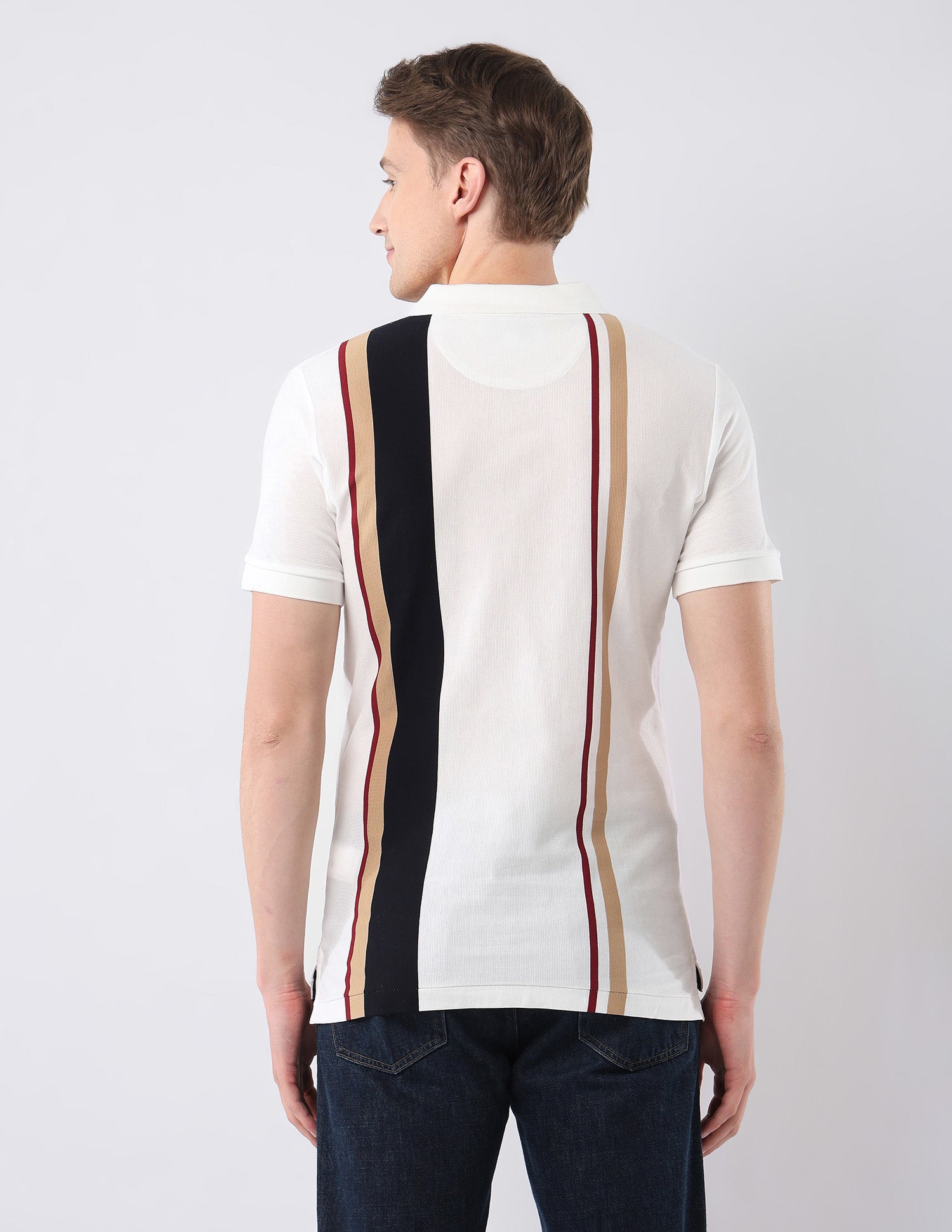 Vertical Striped 135Th Rwn Theatre Polo Shirt White - U.S. Polo Assn. India | Large