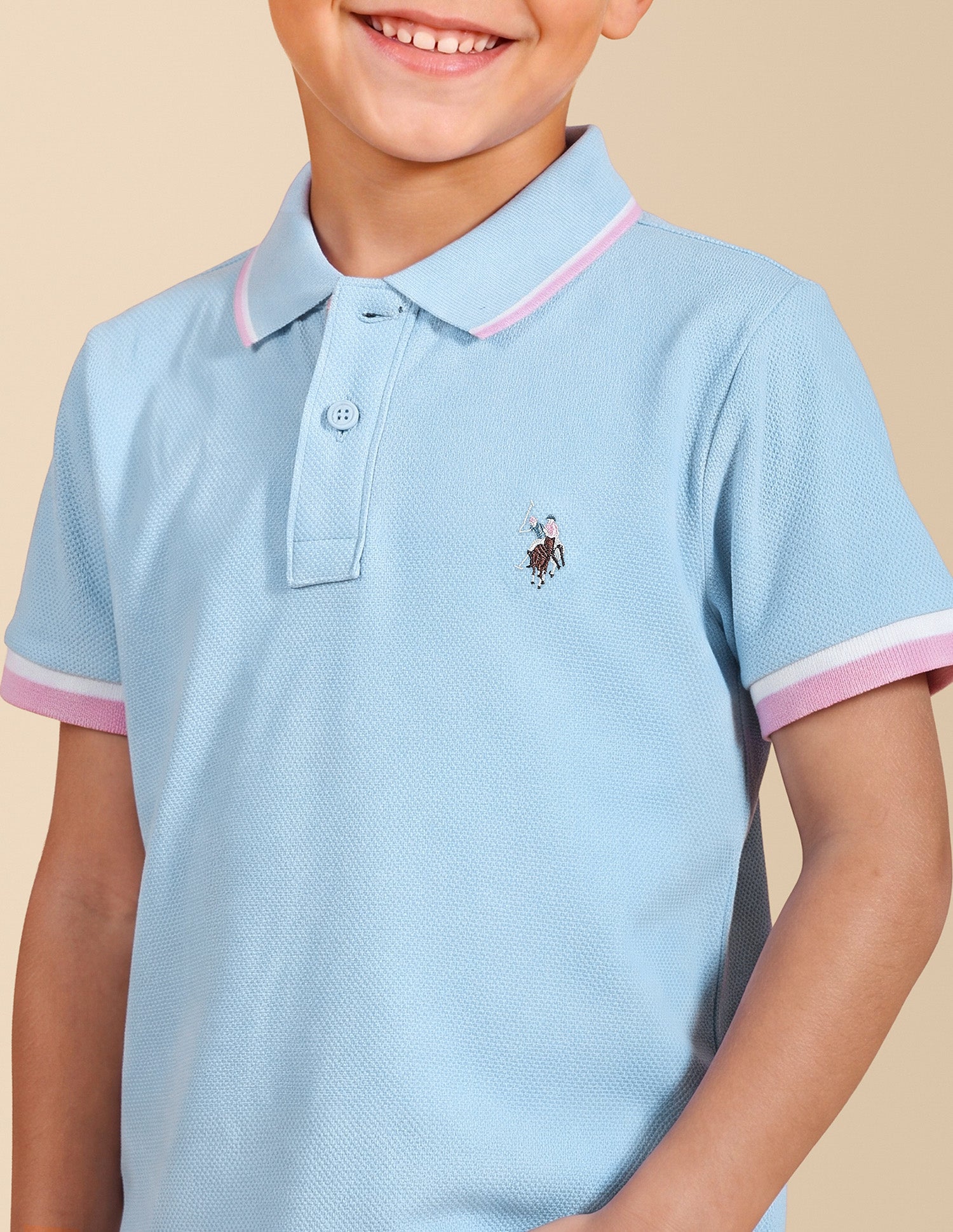 Solid Regular Fit Polo Shirt Light Blue - U.S. Polo Assn. India | Large