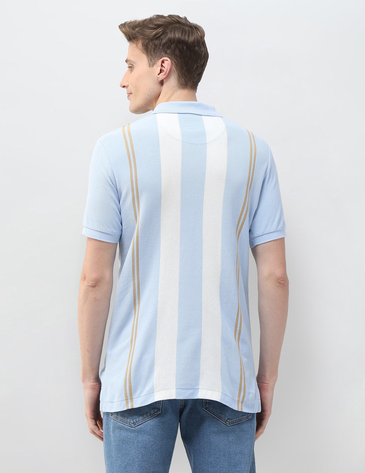 Vertical Striped Motel On The Coast Polo Shirt Light Blue - U.S. Polo Assn. India | Large