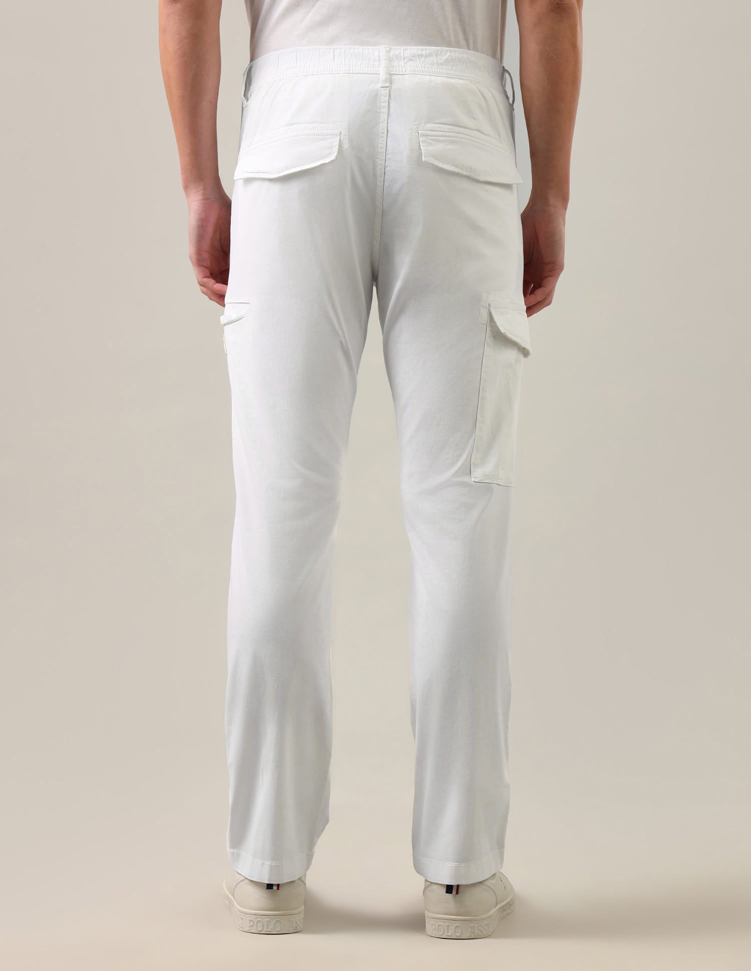 Harold Slim Straight Fit Twill Cargos White - U.S. Polo Assn. India | Large