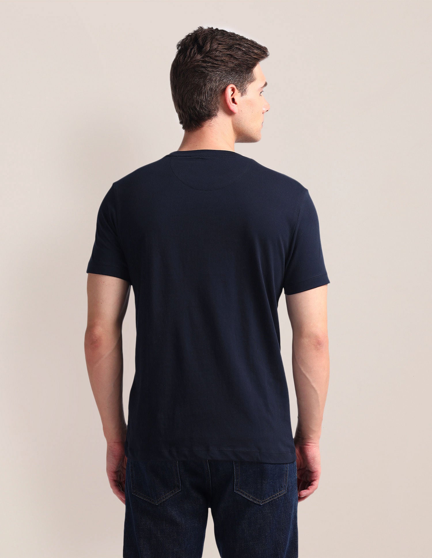 Brand Print Slim Fit T-Shirt Navy - U.S. Polo Assn. India | Large
