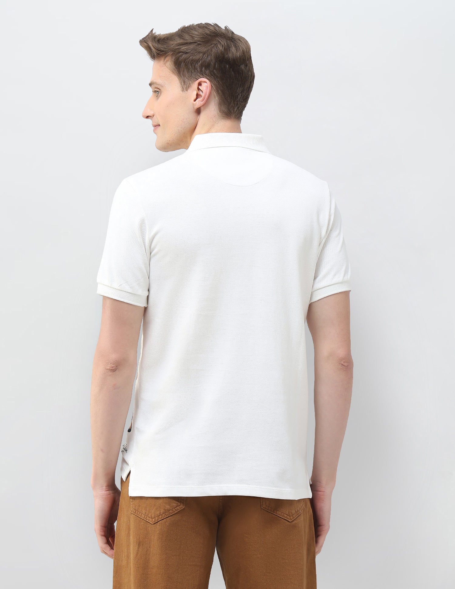 Graphic Brand Printed Motel On The Coast Polo Shirt Ivory - U.S. Polo Assn. India | Large