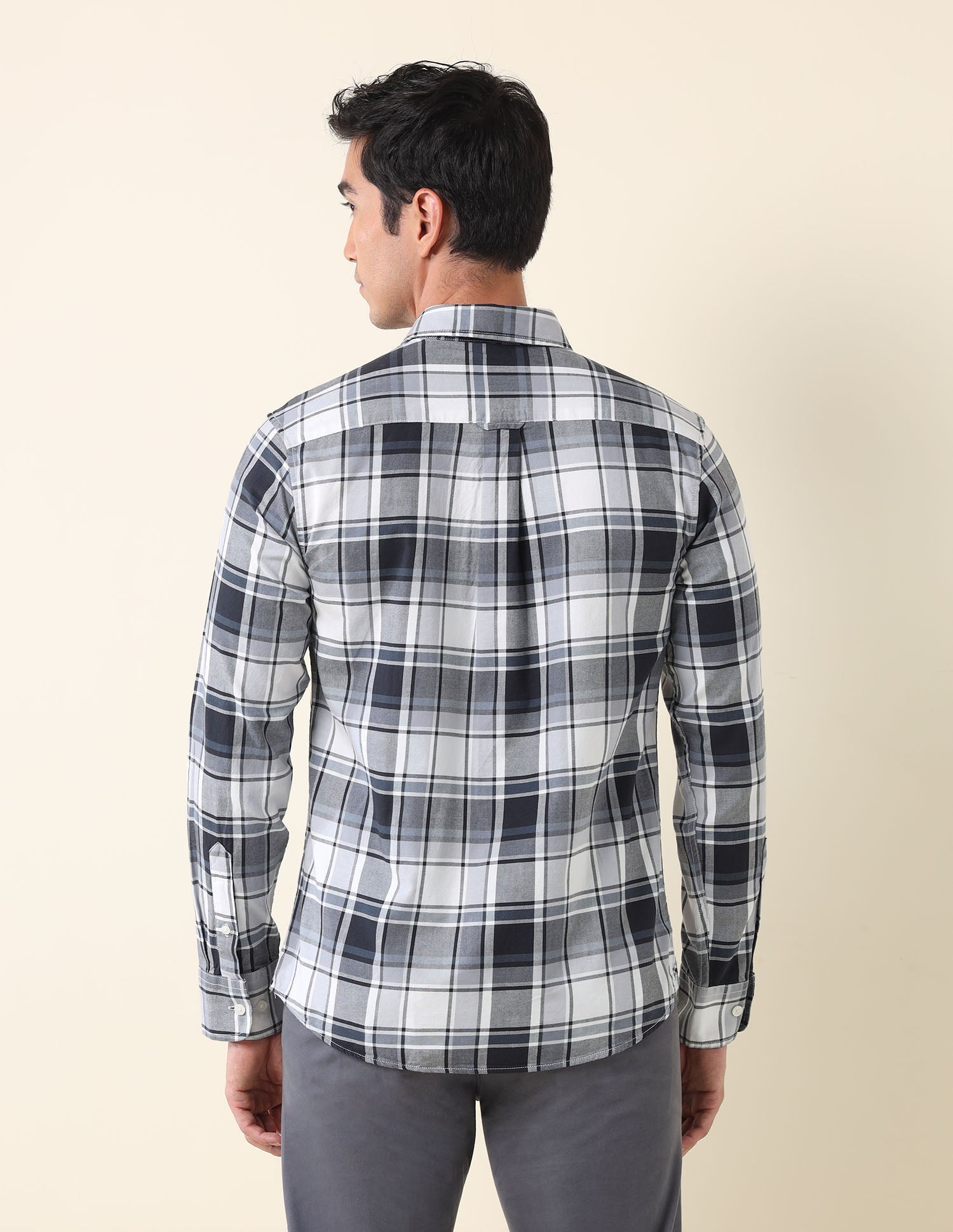 Plaid Checked Tailored Fit Shirt Grey - U.S. Polo Assn. India | Large
