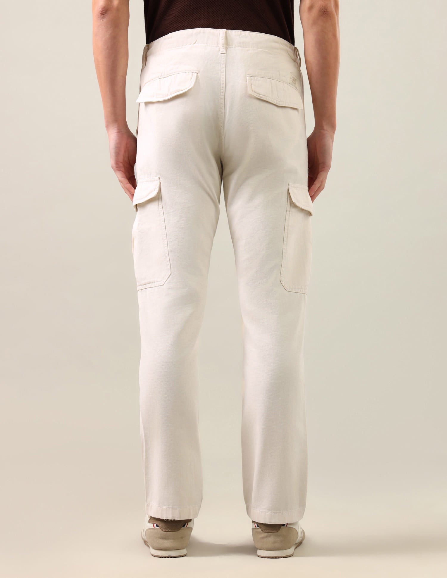 Harold Slim Straight Fit Mid Rise Cargos Beige - U.S. Polo Assn. India | Large