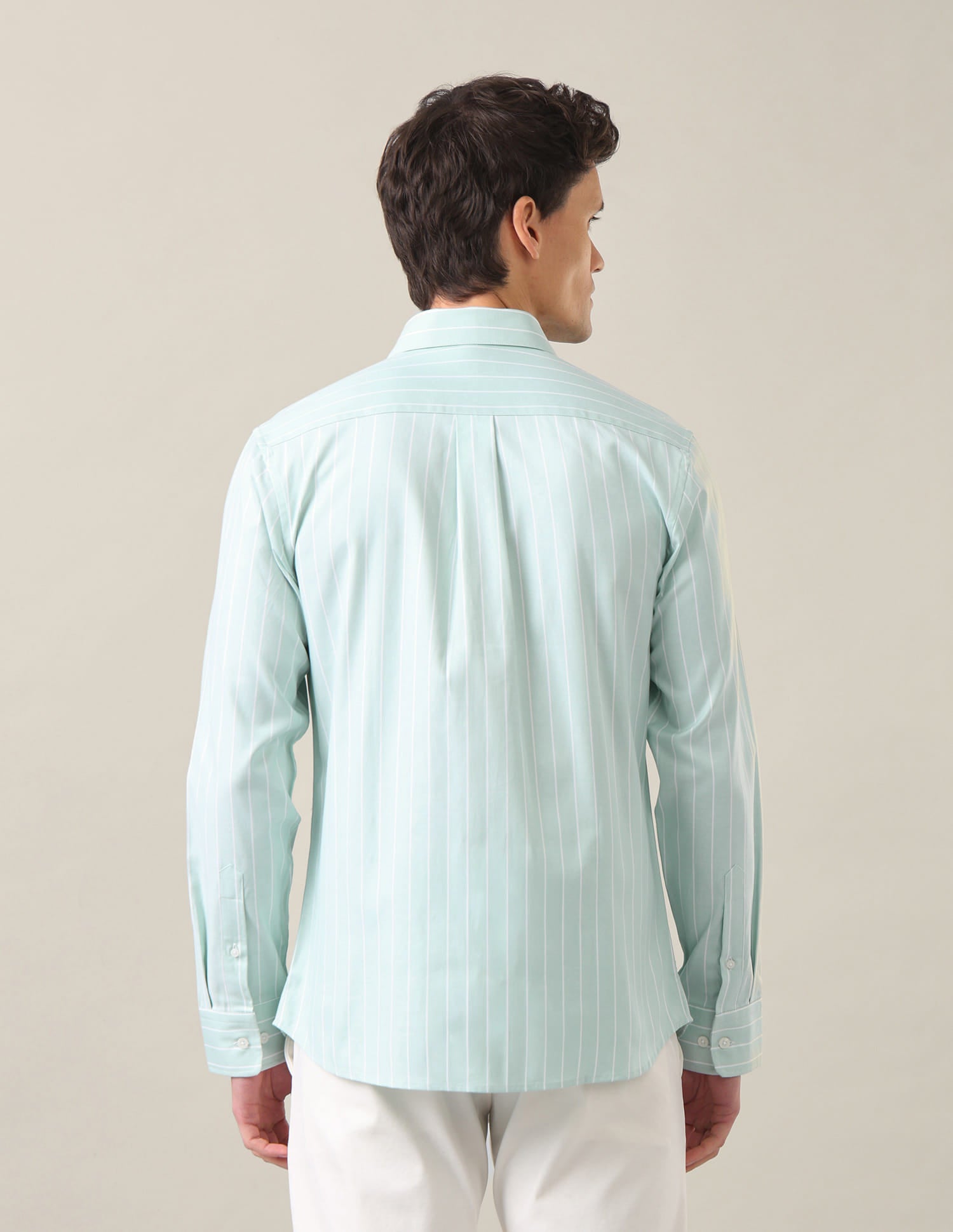 Vertical Striped Tailored Fit Shirt Light Green - U.S. Polo Assn. India | Large