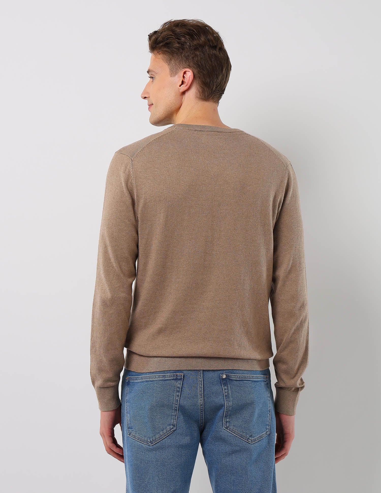 Heathered Regular Fit Sweater Light Brown - U.S. POLO ASSN. | Large