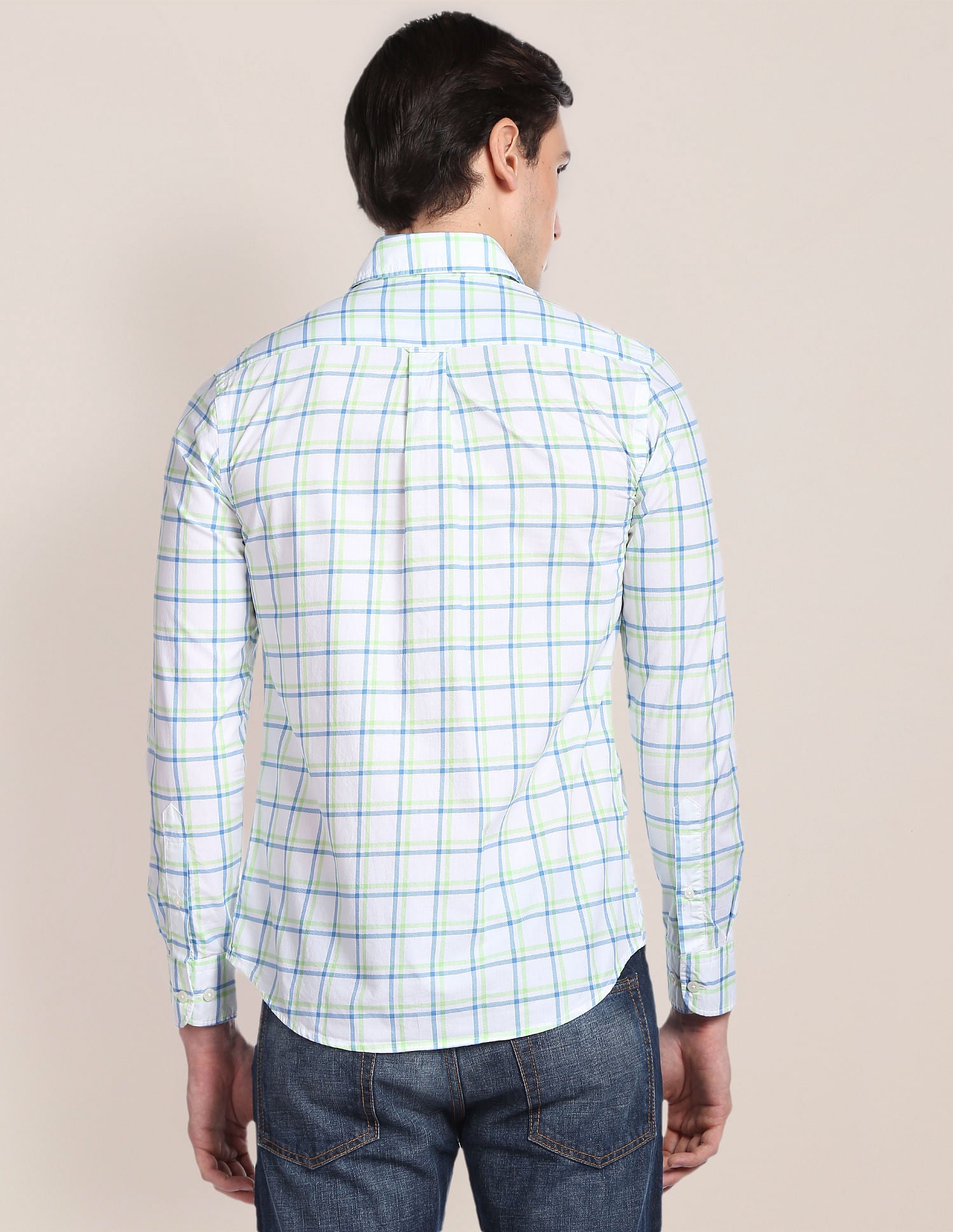 Cotton Tartan Check Shirt Light Green and Blue - U.S. POLO ASSN. | Large