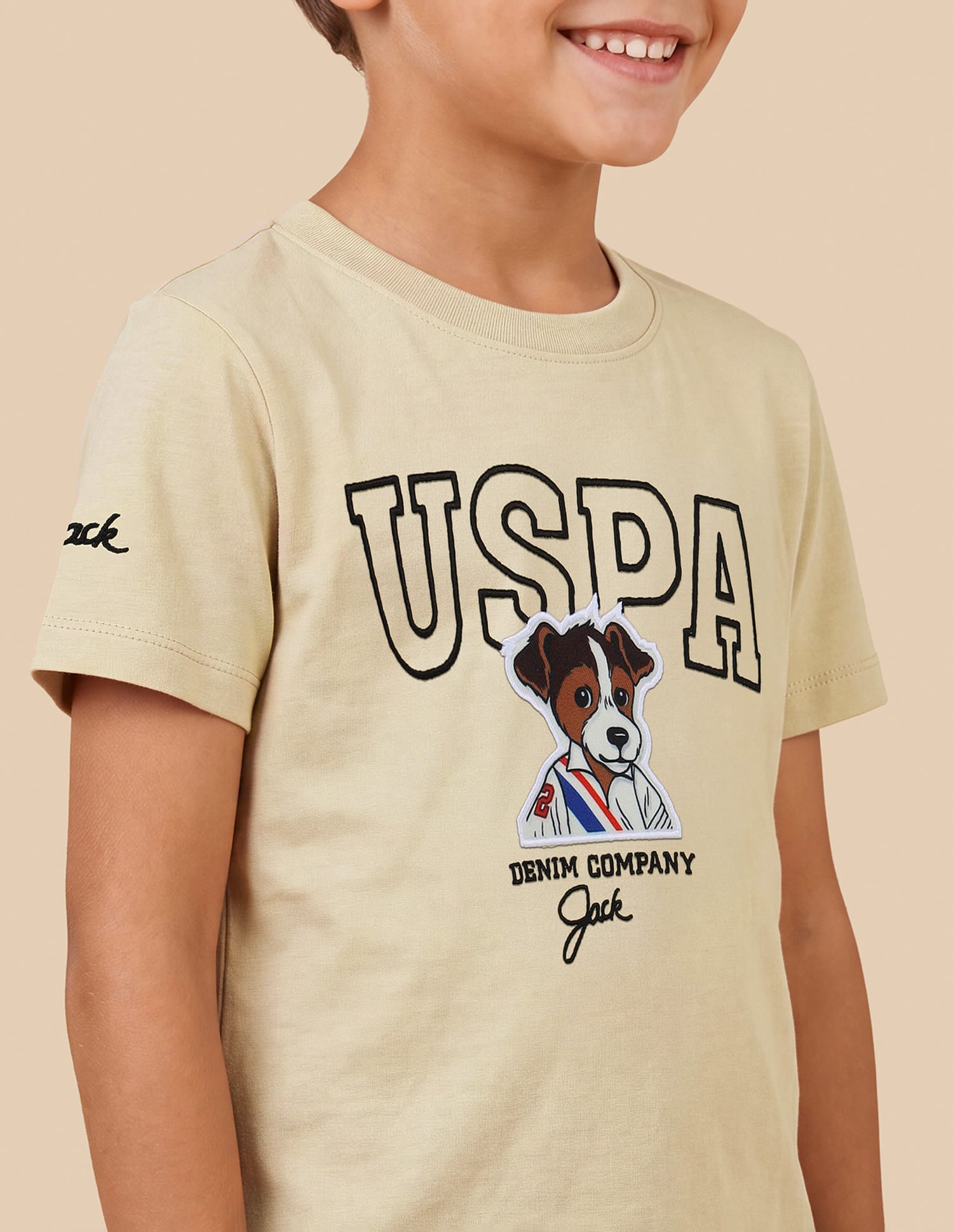 Graphic Brand Printed Regular Fit T-Shirt Beige - U.S. Polo Assn. India | Large