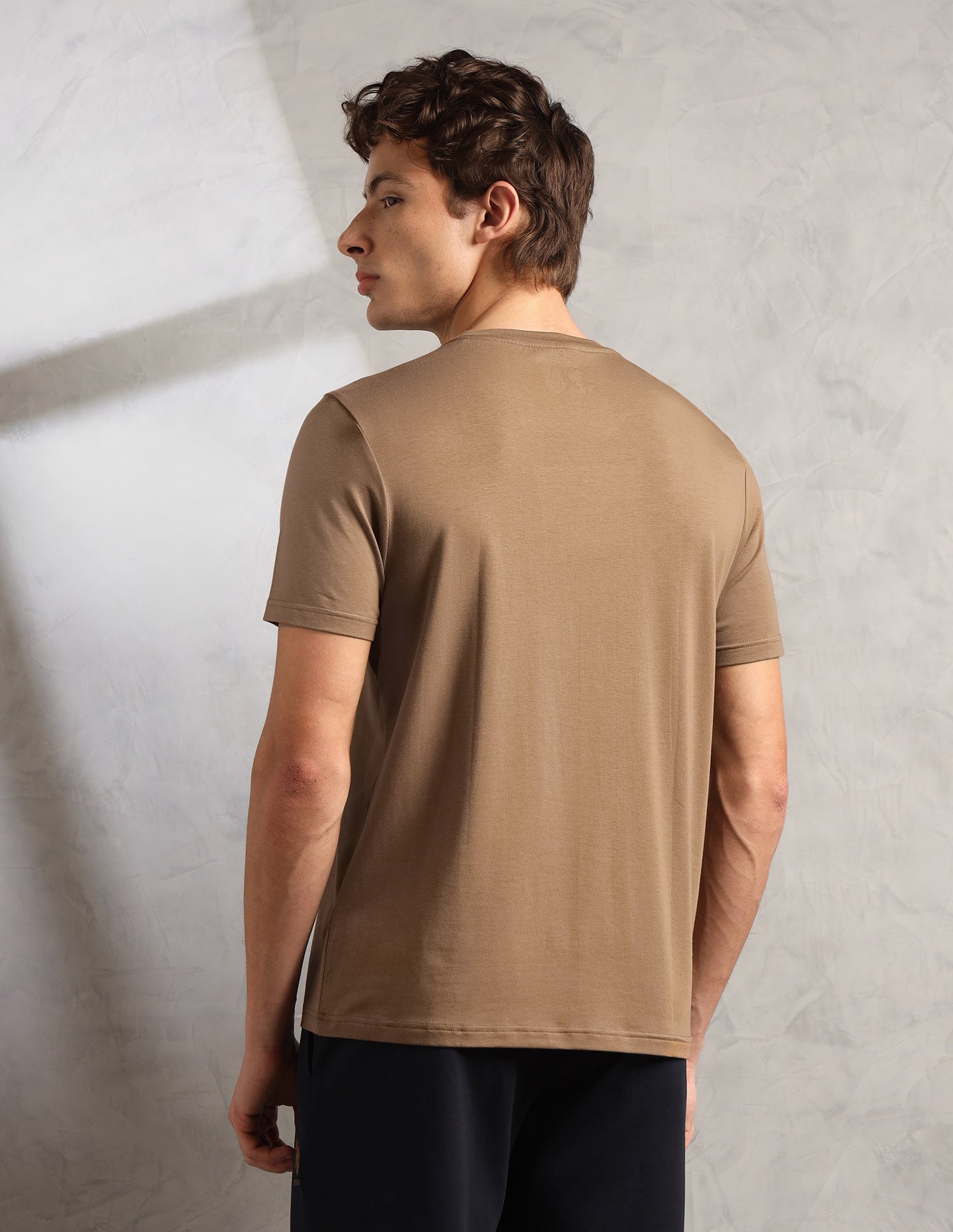 Comfort Relaxed Fit Breathable PE005-PL Lounge T-Shirt - Pack Of 1 Malt Ball - U.S. Polo Assn. India | Large