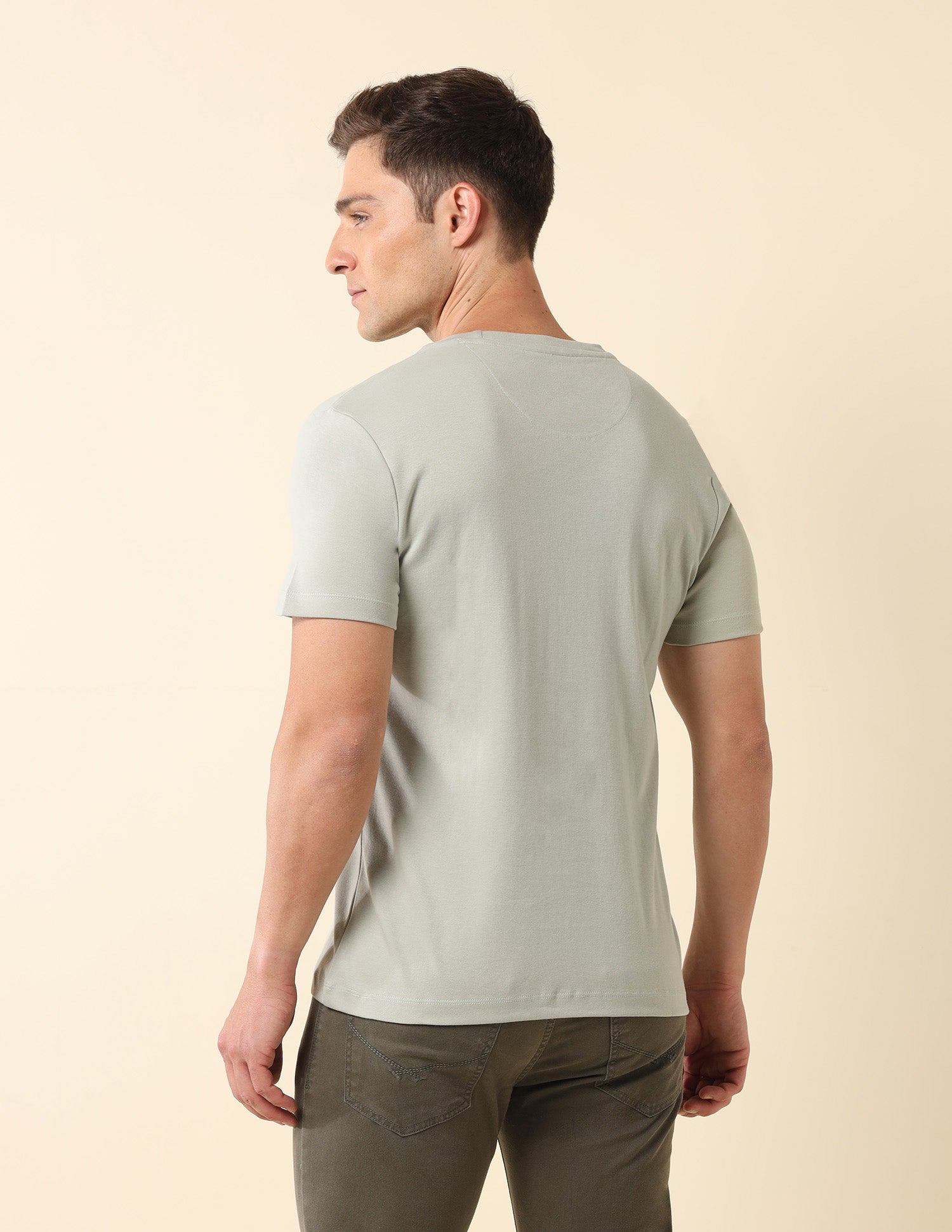 Brand Printed Slim Fit Classic T-Shirt Light Green - U.S. Polo Assn. India | Large