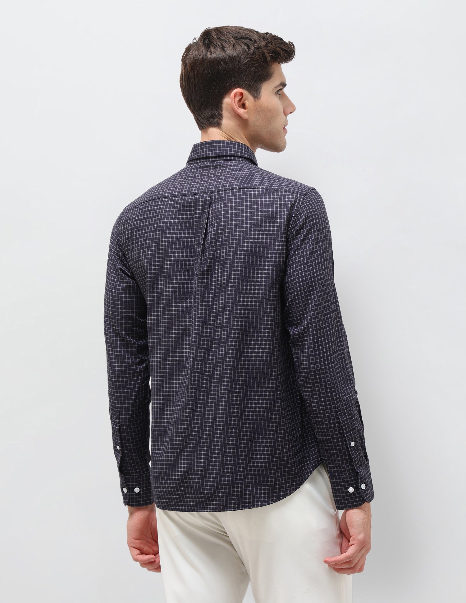 Twill Self Design Graph Checked Shirt Purple - U.S. Polo Assn. India | Large
