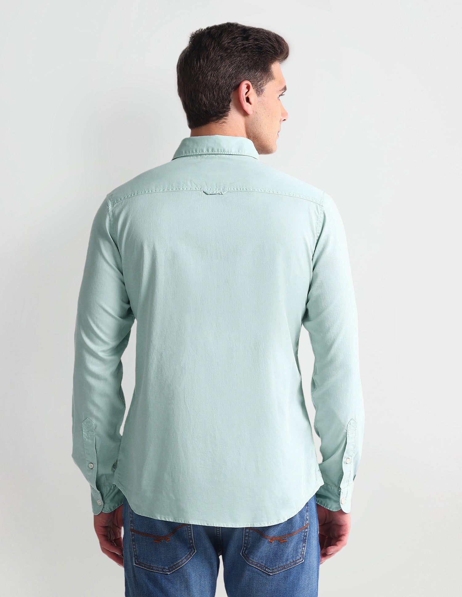Spread Collar Slim Fit Shirt Aqua - U.S. POLO ASSN. | Large