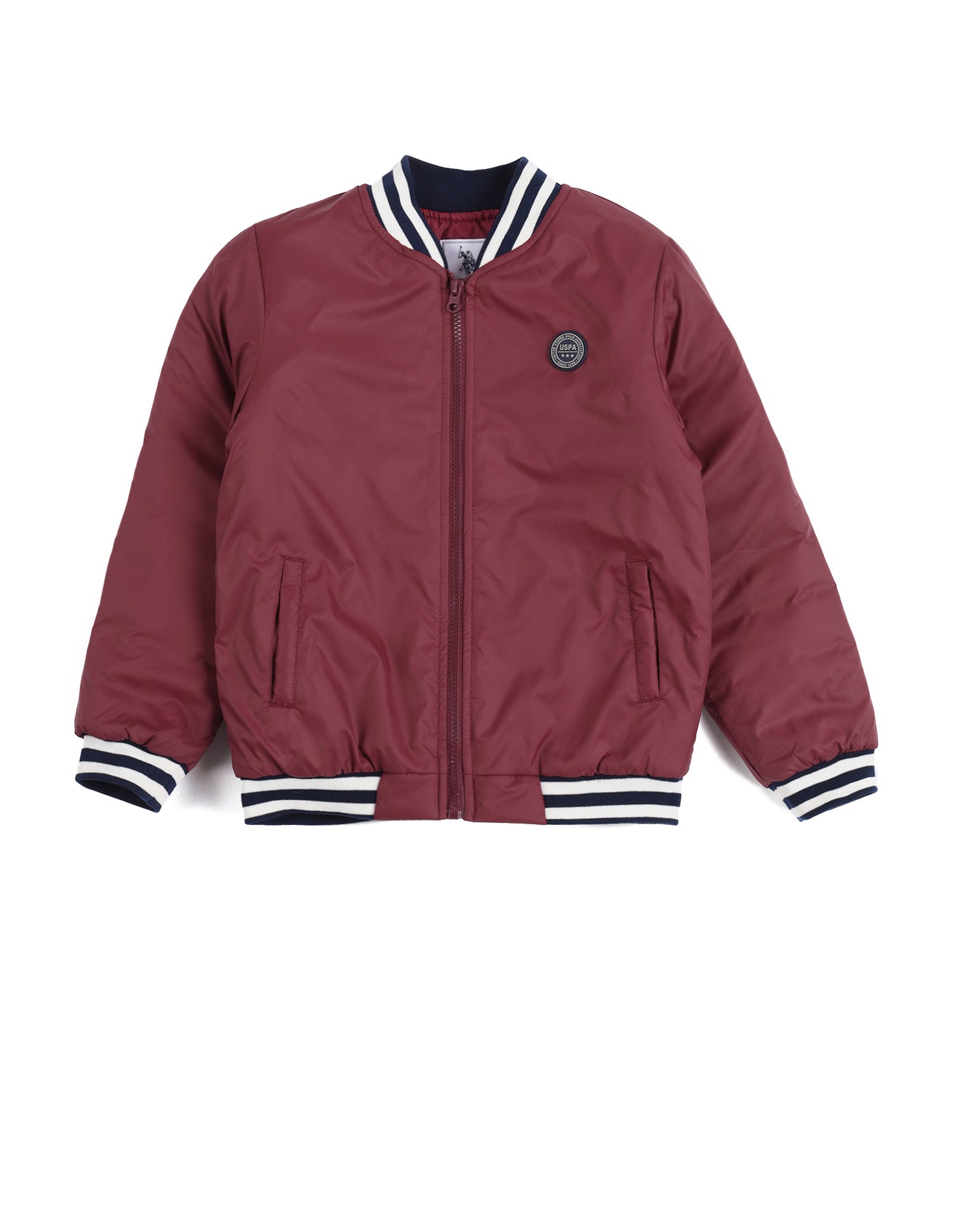 Boys Solid Spread Collar Jacket Maroon - U.S. POLO ASSN. | Large