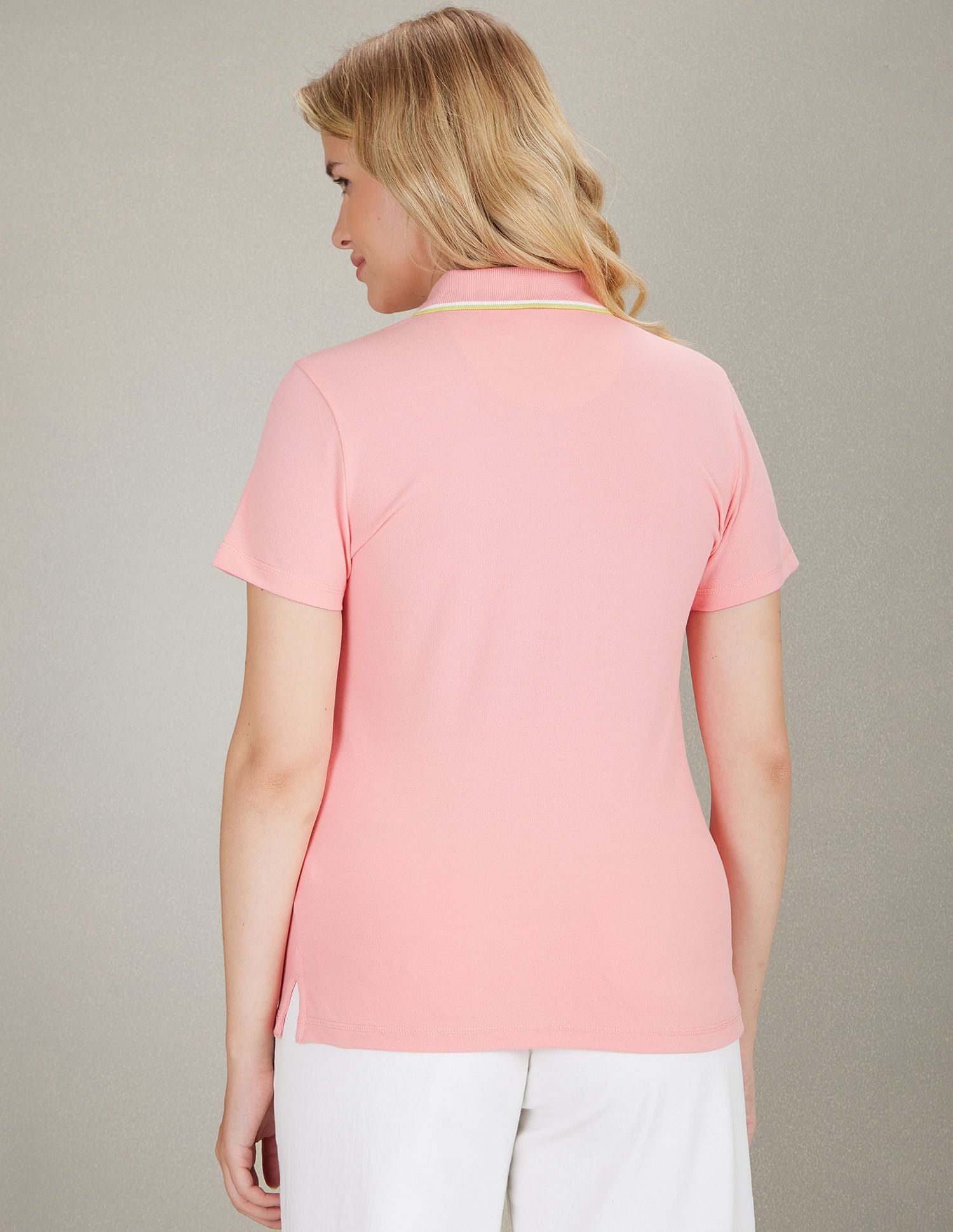 Tipped Collar Cotton Stretch Polo Shirt Flamingo Pink - U.S. POLO ASSN. | Large