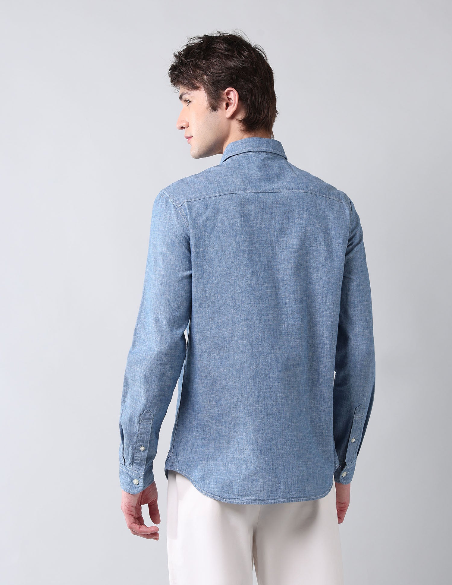 Solid Poplin Regular Fit Shirt Indigo - U.S. Polo Assn. India | Large