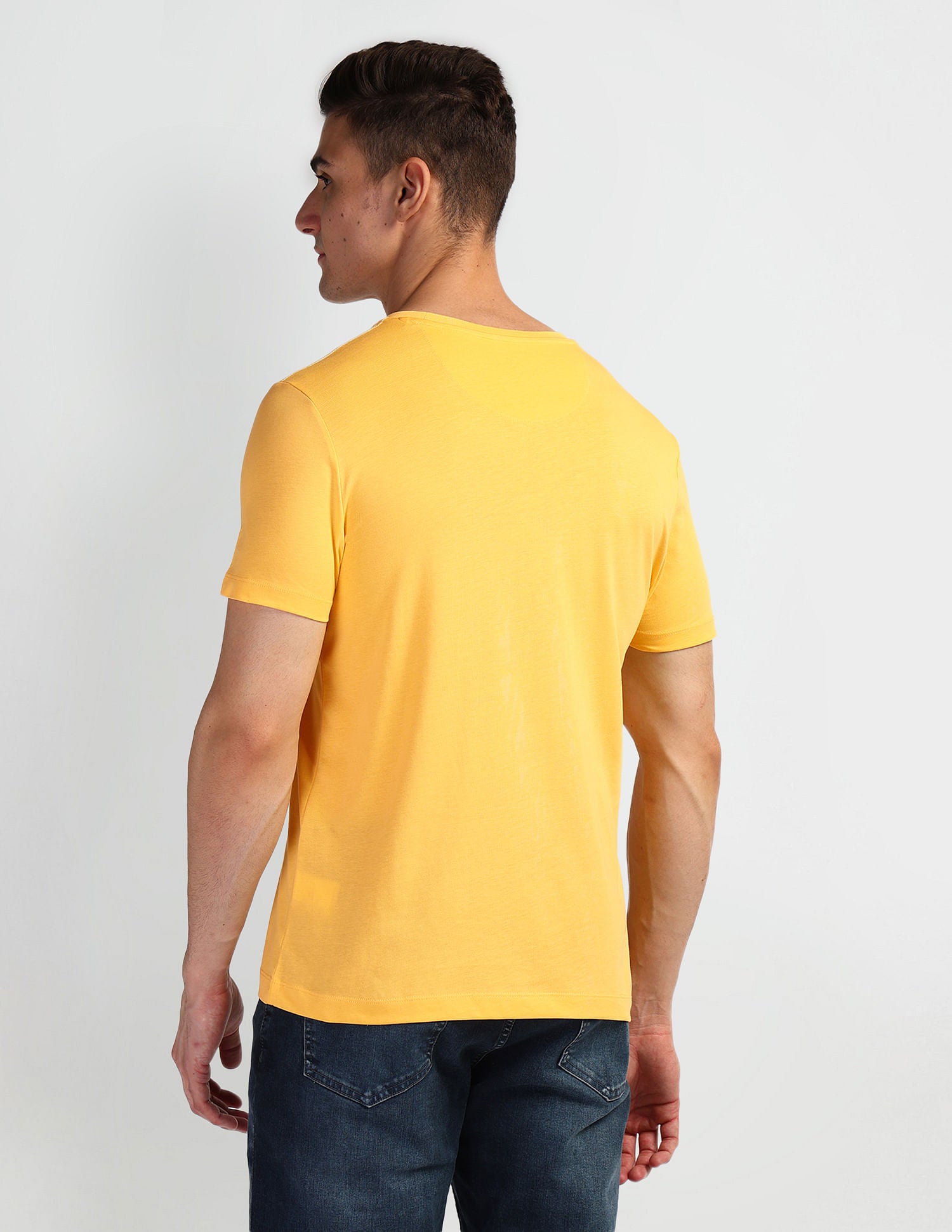 Brand Print Crew Neck T-Shirt Yellow - U.S. Polo Assn. India | Large