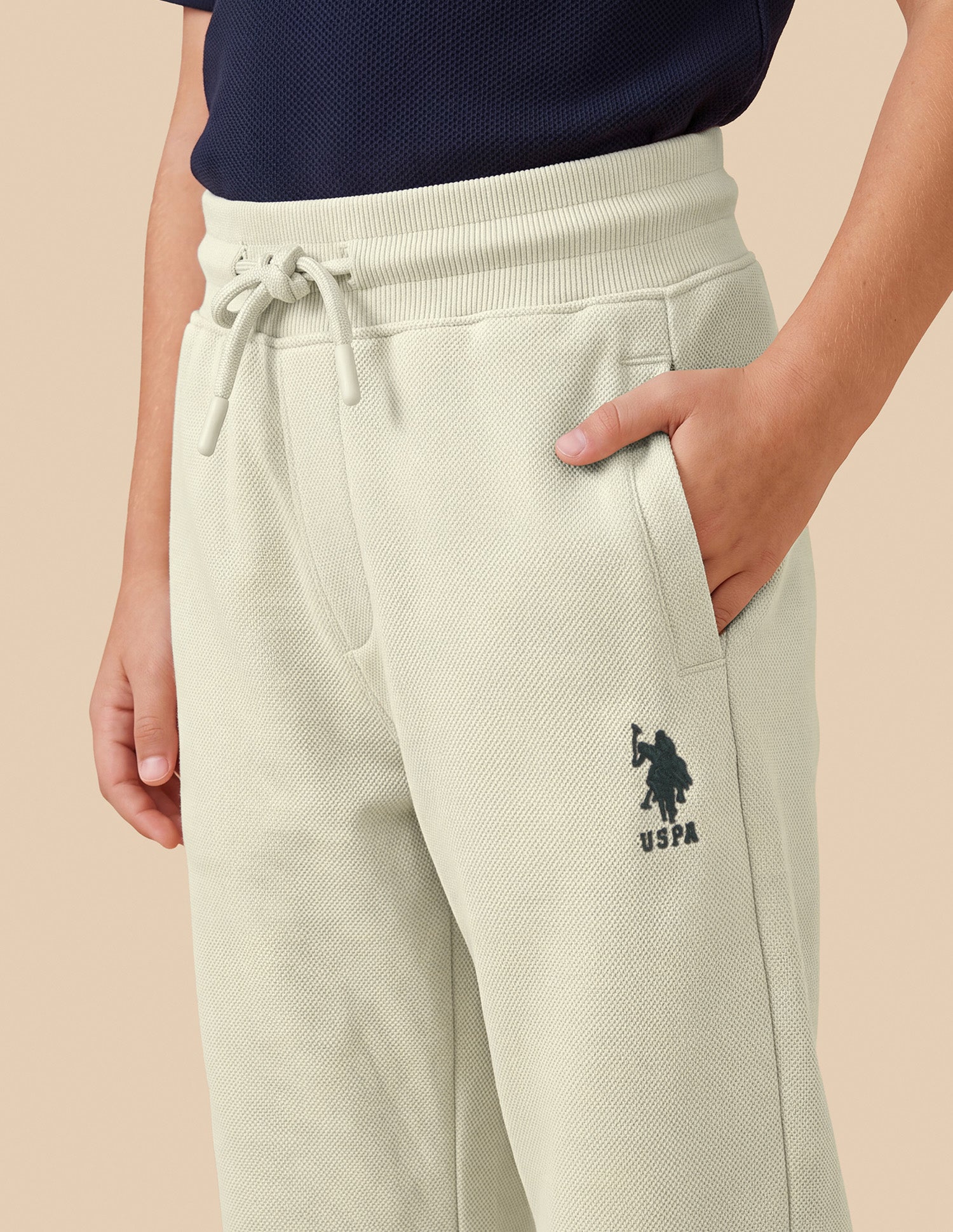 Mid Rise Regular Fit Track Pants Cream - U.S. Polo Assn. India | Large