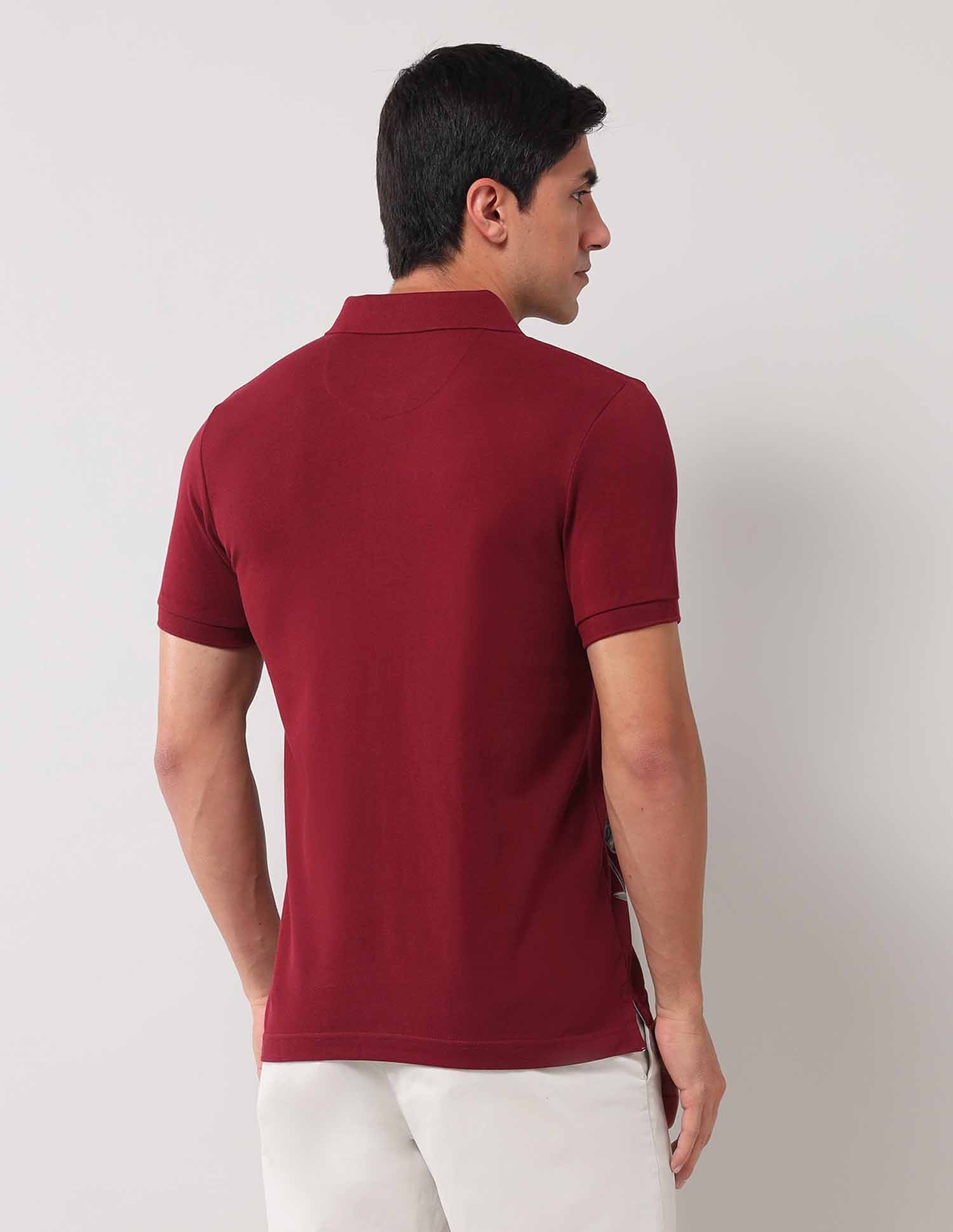 Graphic Printed Pure Cotton Polo Shirt Wine - U.S. POLO ASSN. | Large