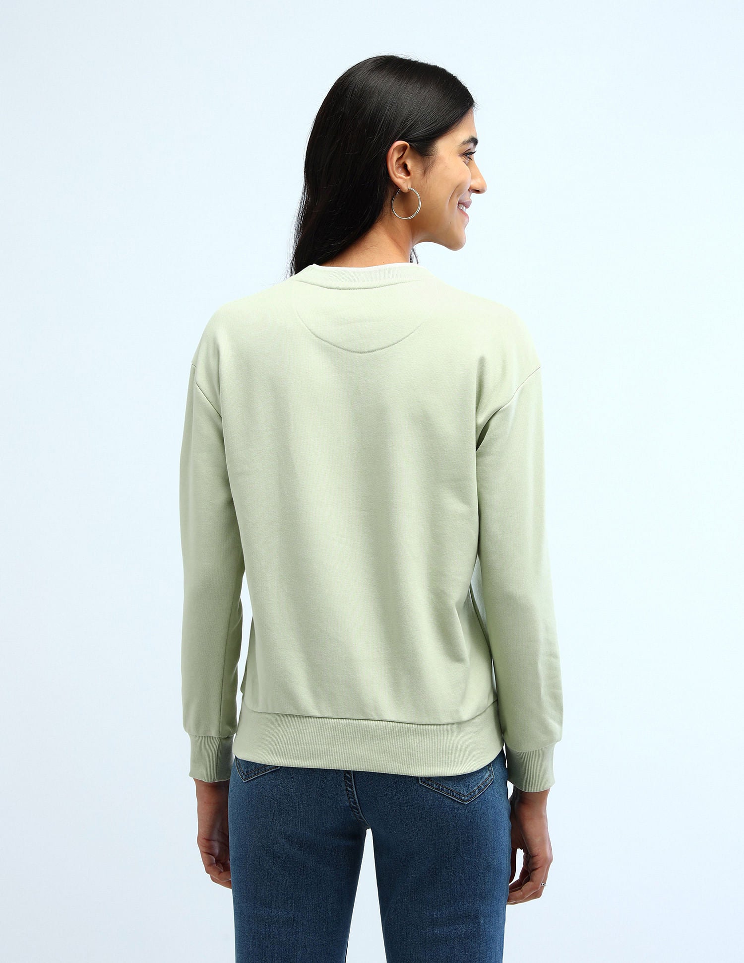 Drop Shoulder Holographic Print Sweatshirt Mint - U.S. POLO ASSN. | Large