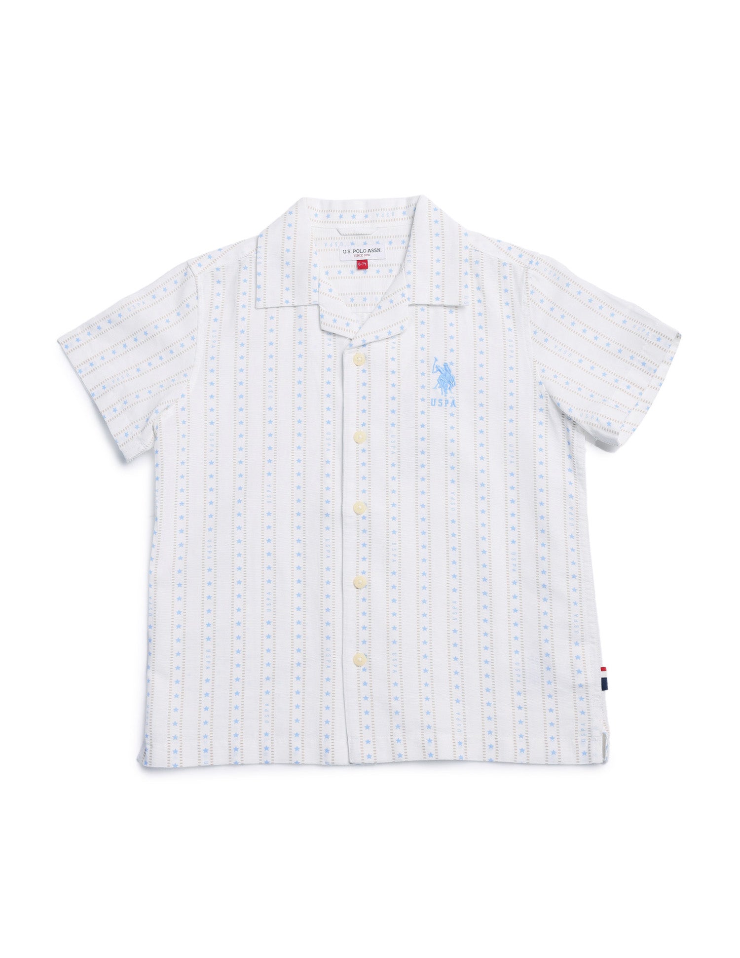 Boys All Over Printed Relaxed Fit Shirt White - U.S. POLO ASSN. | Large