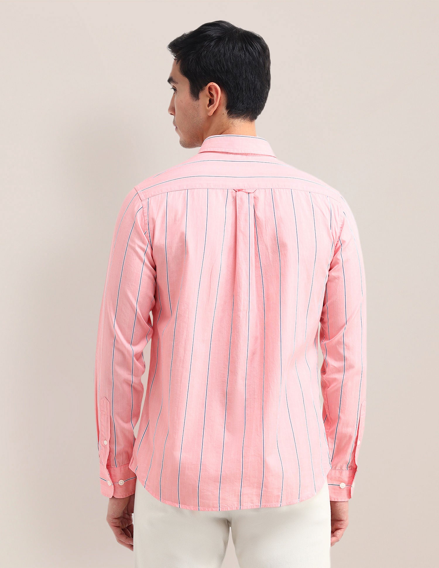 Tailored Fit Horizontal Striped Shirt Peach - U.S. Polo Assn. India | Large