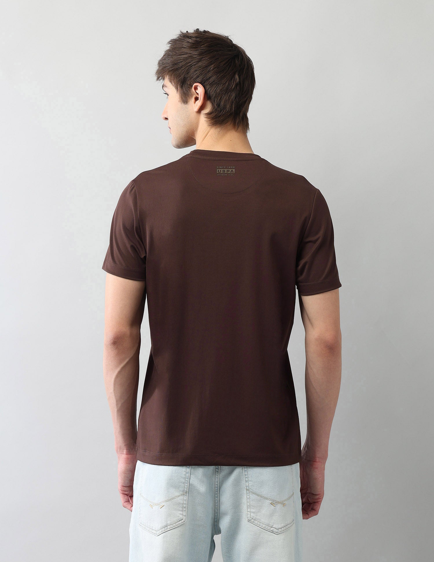 Brand Printed Muscle Fit Black Label T-Shirt Dark Brown - U.S. Polo Assn. India | Large