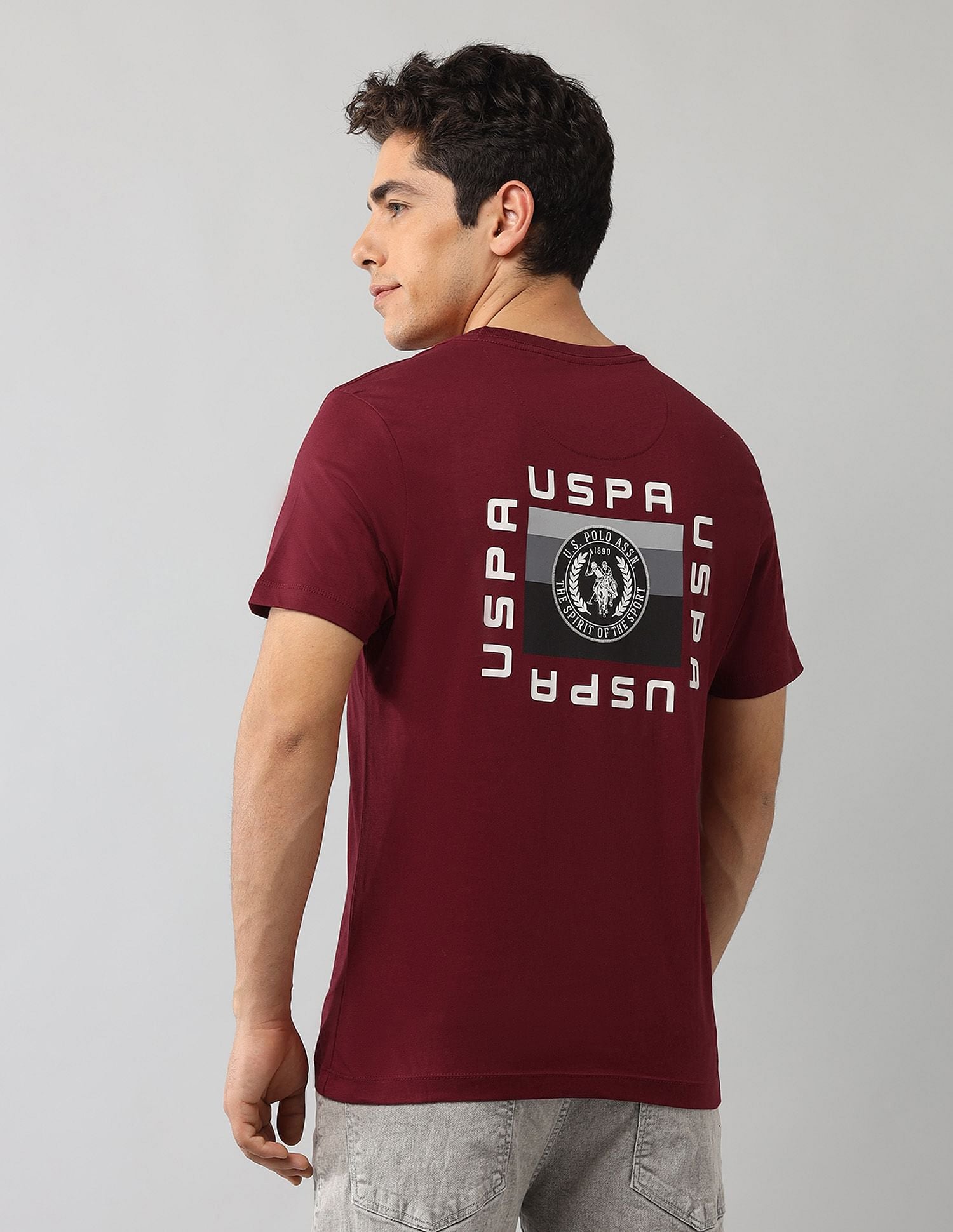 Muscle Fit Graphic Printed T-Shirt Wine - U.S. Polo Assn. India | Large