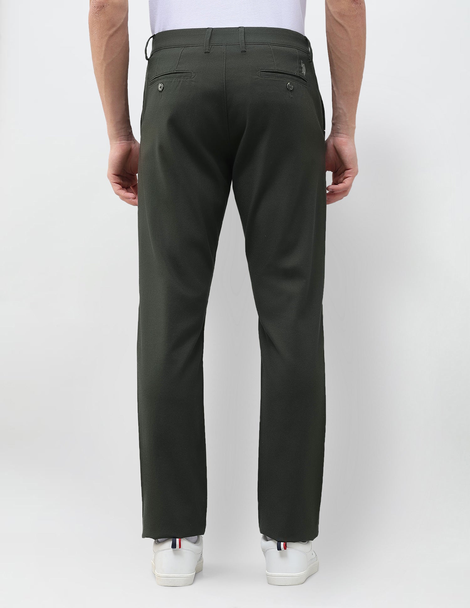 Riley Straight Fit Satin Trousers Dark Olive - U.S. Polo Assn. India | Large