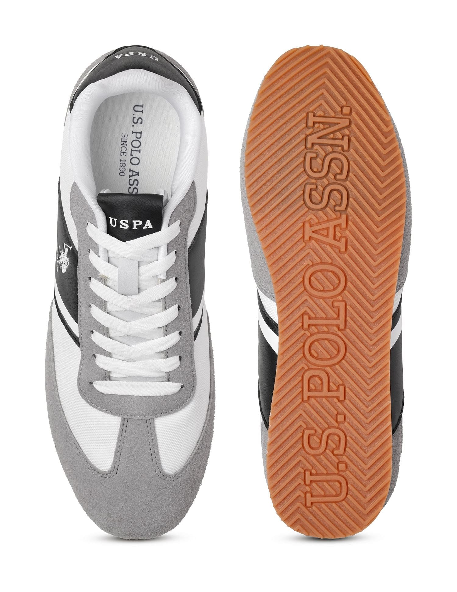 Men Vadler Suede Colourblocked Sneakers White - U.S. Polo Assn. India | Large