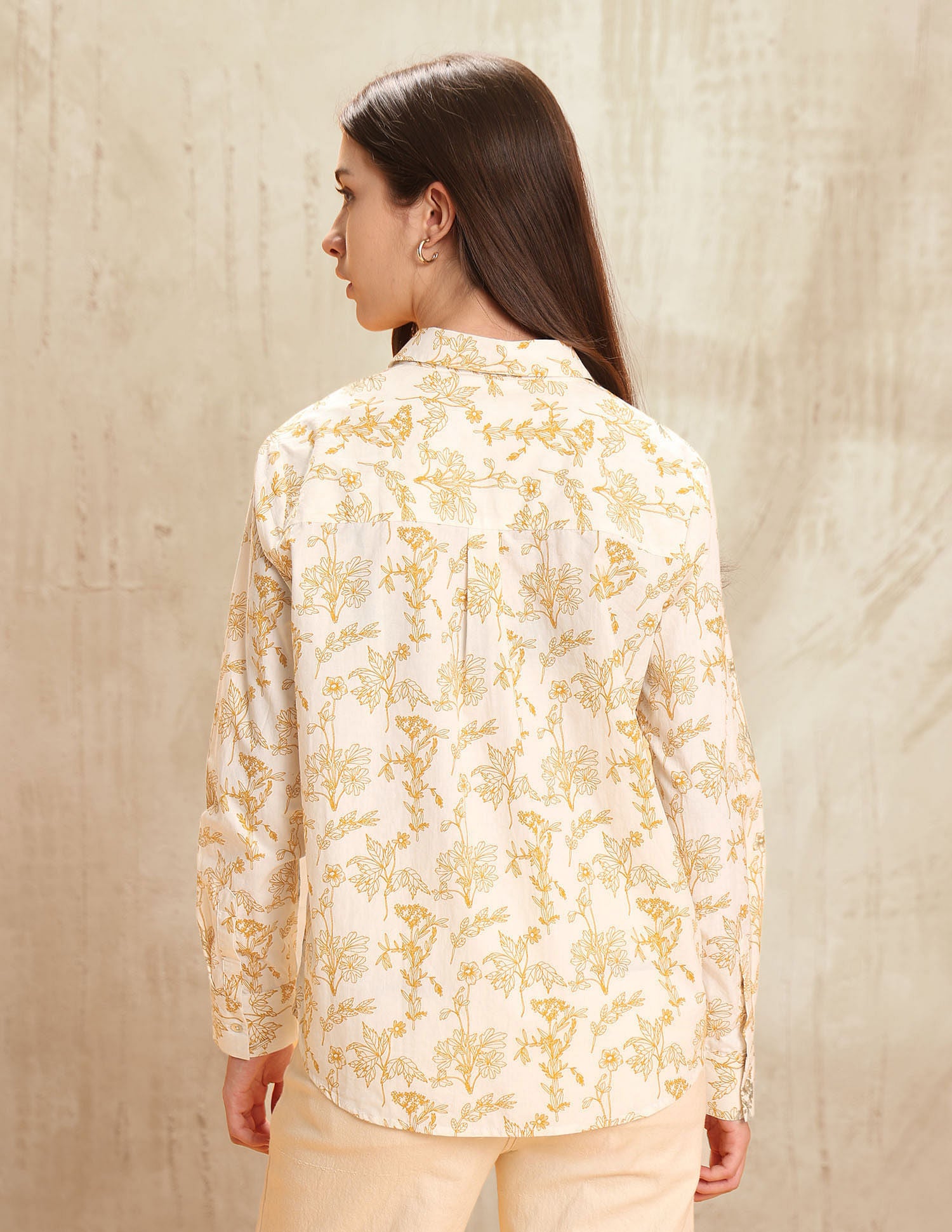 Regular Fit Floral Printed Shirt Ecru - U.S. POLO ASSN. | Large